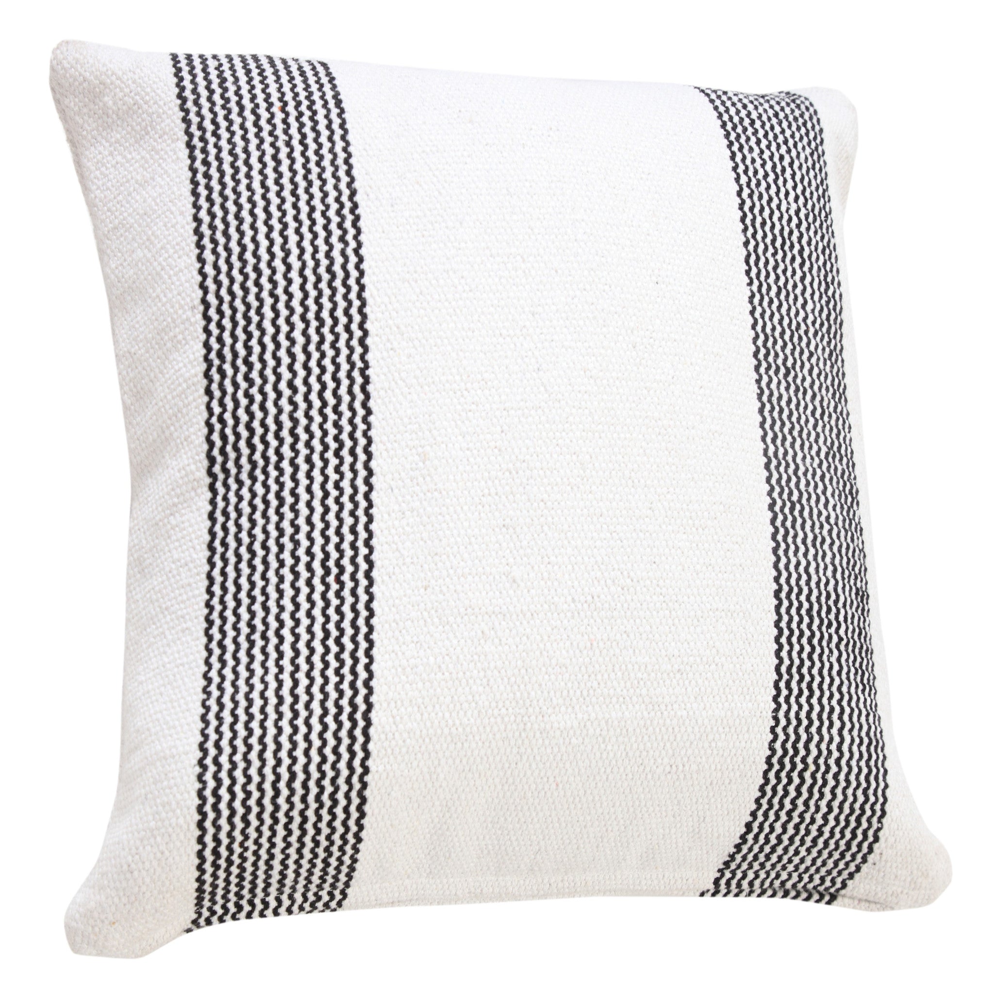 20" X 20" Black And White 100% Cotton Geometric Zippered Pillow