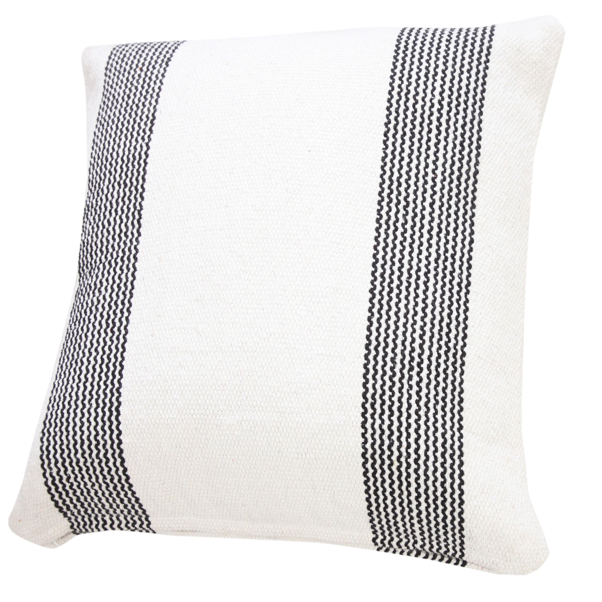 20" X 20" Black And White 100% Cotton Geometric Zippered Pillow