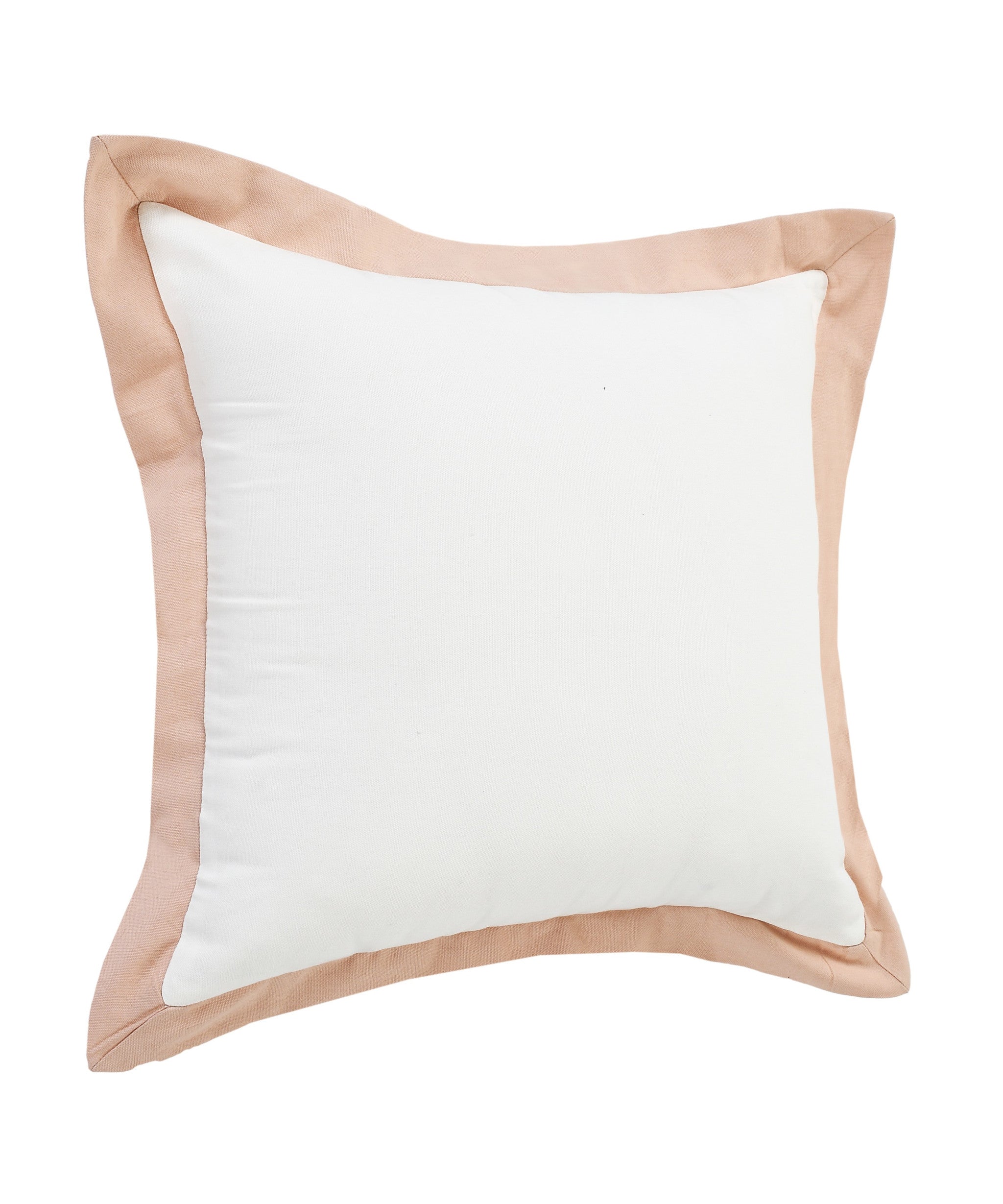 20" X 20" White And Light Pink 100% Cotton Geometric Zippered Pillow