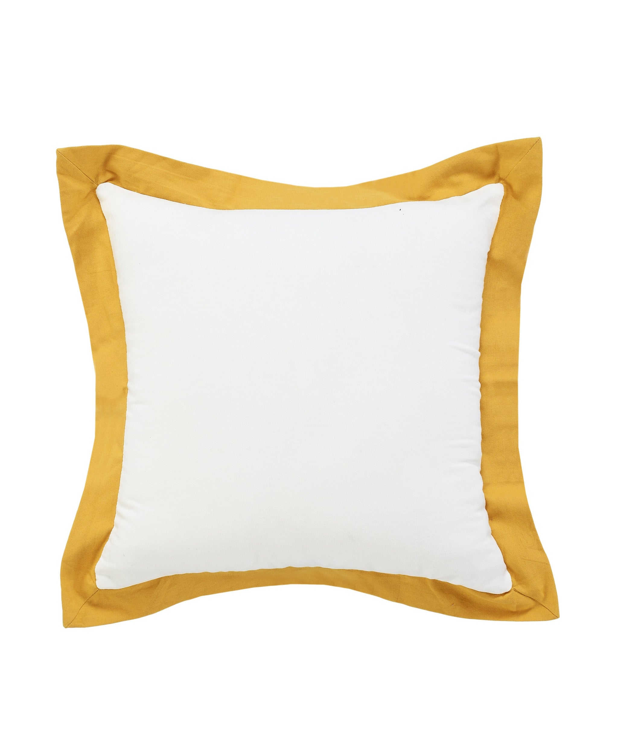 20" X 20" White And Golden Yellow 100% Cotton Geometric Zippered Pillow