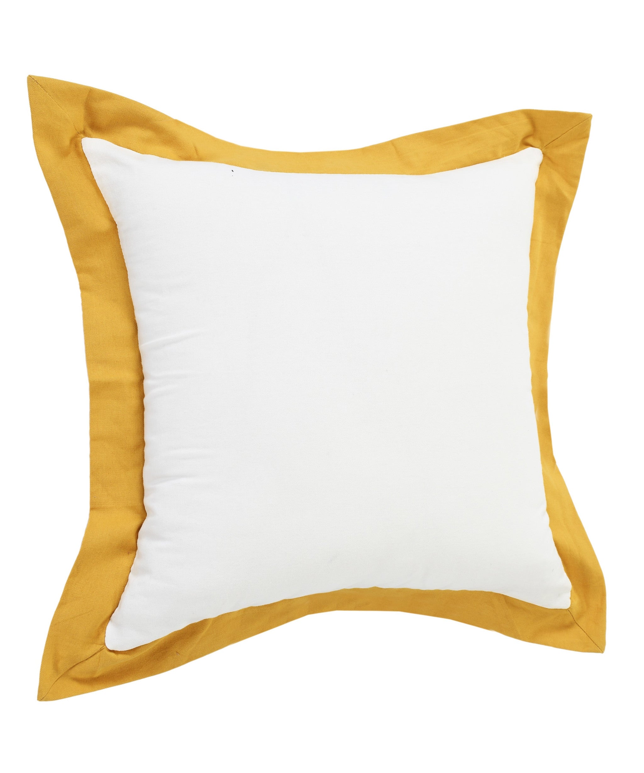 20" X 20" White And Golden Yellow 100% Cotton Geometric Zippered Pillow