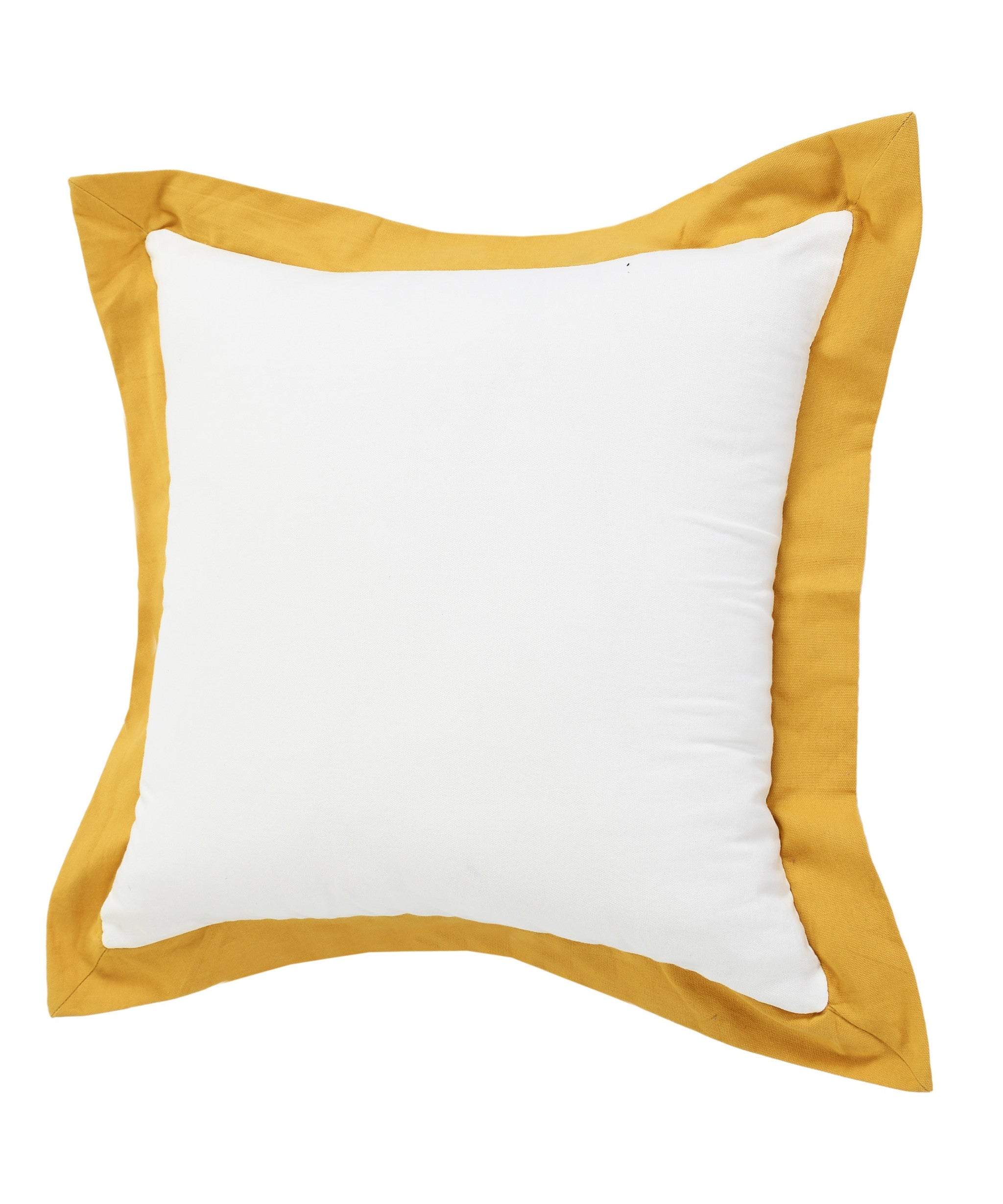 20" X 20" White And Golden Yellow 100% Cotton Geometric Zippered Pillow