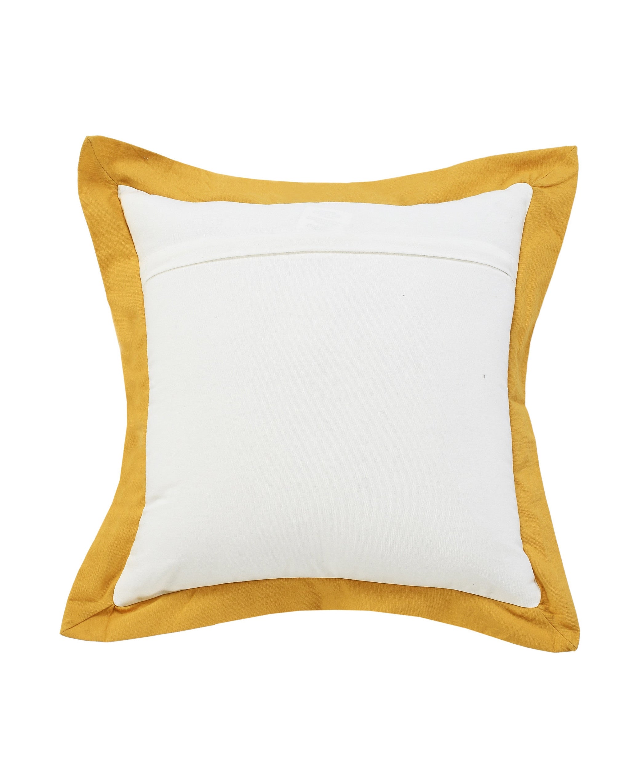 20" X 20" White And Golden Yellow 100% Cotton Geometric Zippered Pillow