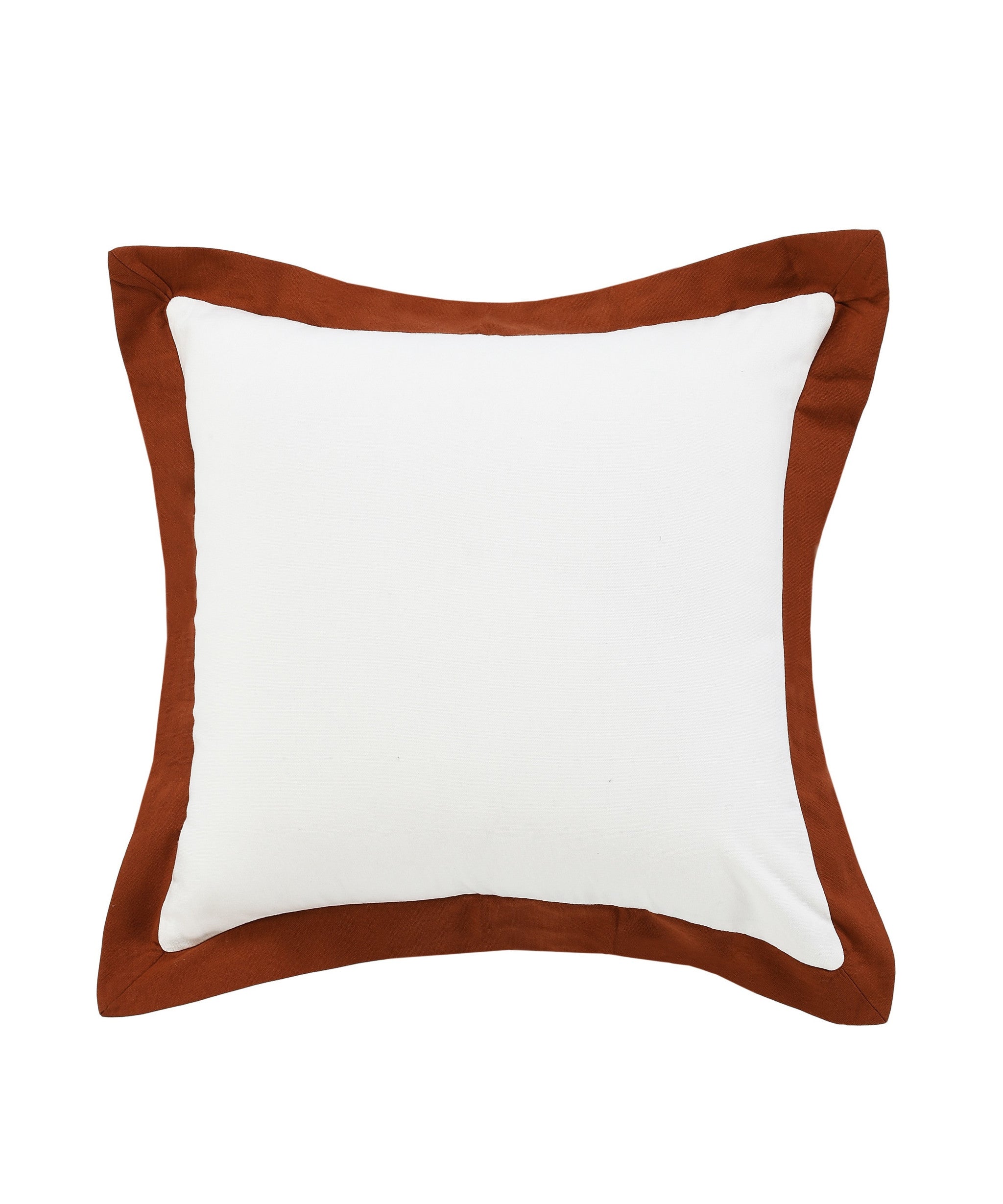 20" X 20" White And Cinnamon 100% Cotton Geometric Zippered Pillow