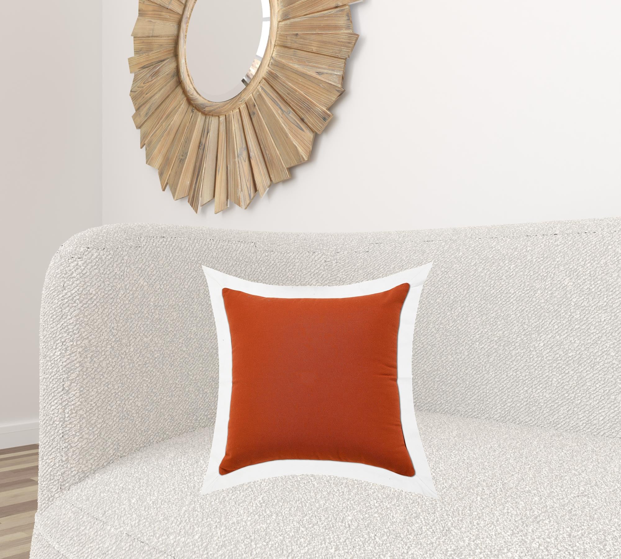 20" X 20" Cinnamon And White 100% Cotton Geometric Zippered Pillow