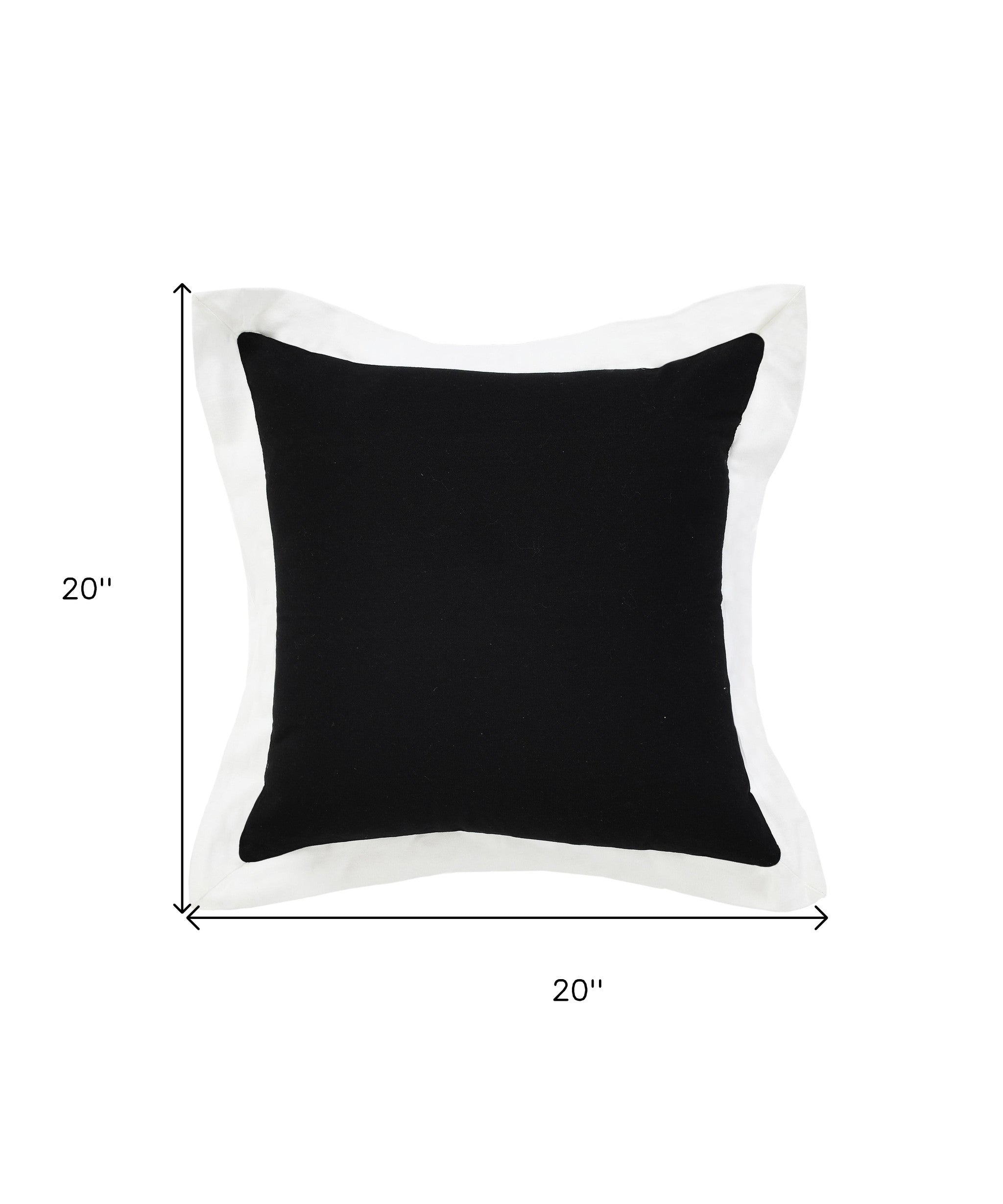 20" X 20" Black And White 100% Cotton Geometric Zippered Pillow