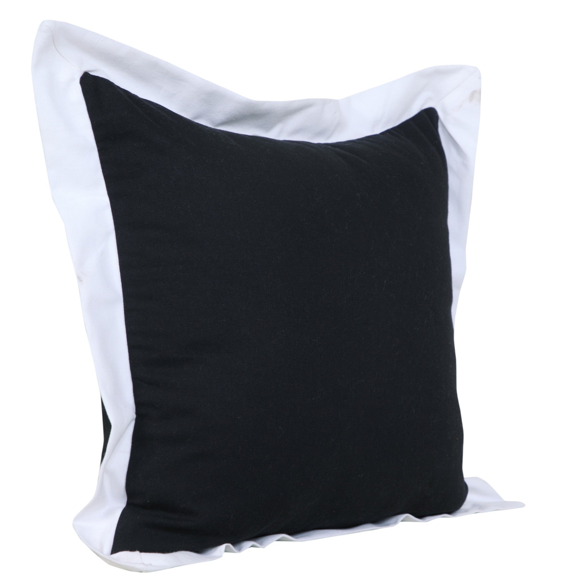 20" X 20" Black And White 100% Cotton Geometric Zippered Pillow