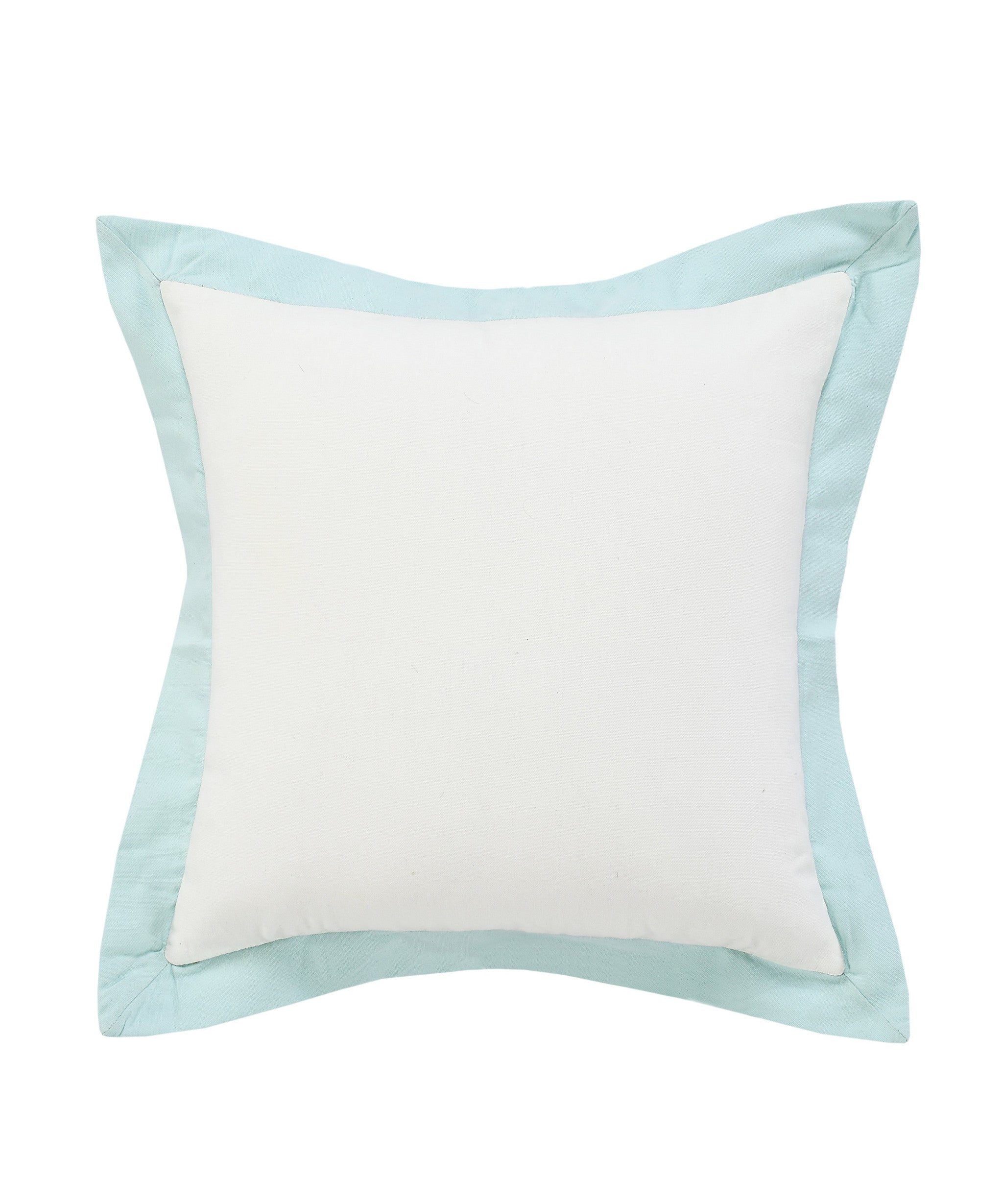 20" X 20" White And Icy Blue 100% Cotton Geometric Zippered Pillow