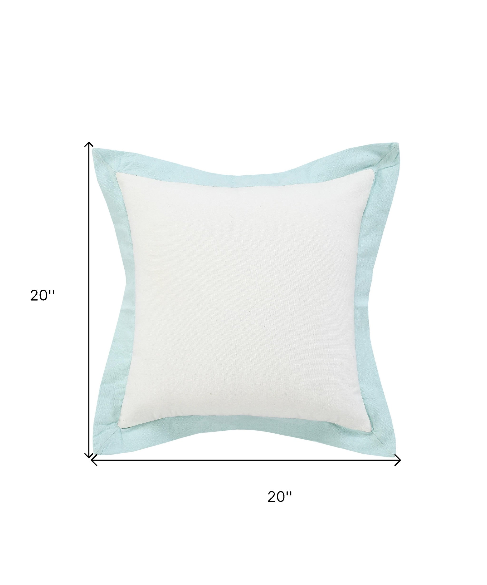 20" X 20" White And Icy Blue 100% Cotton Geometric Zippered Pillow