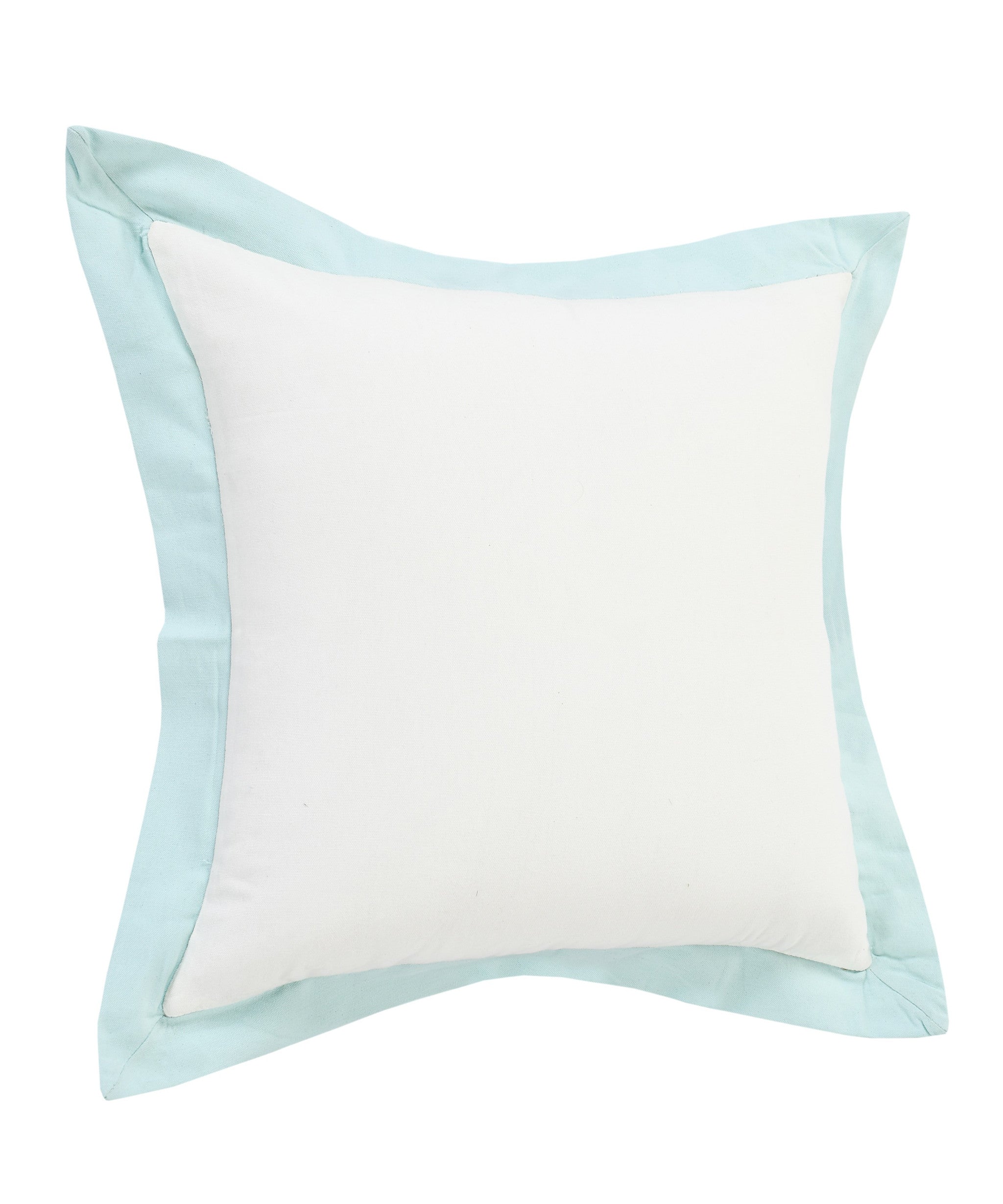 20" X 20" White And Icy Blue 100% Cotton Geometric Zippered Pillow