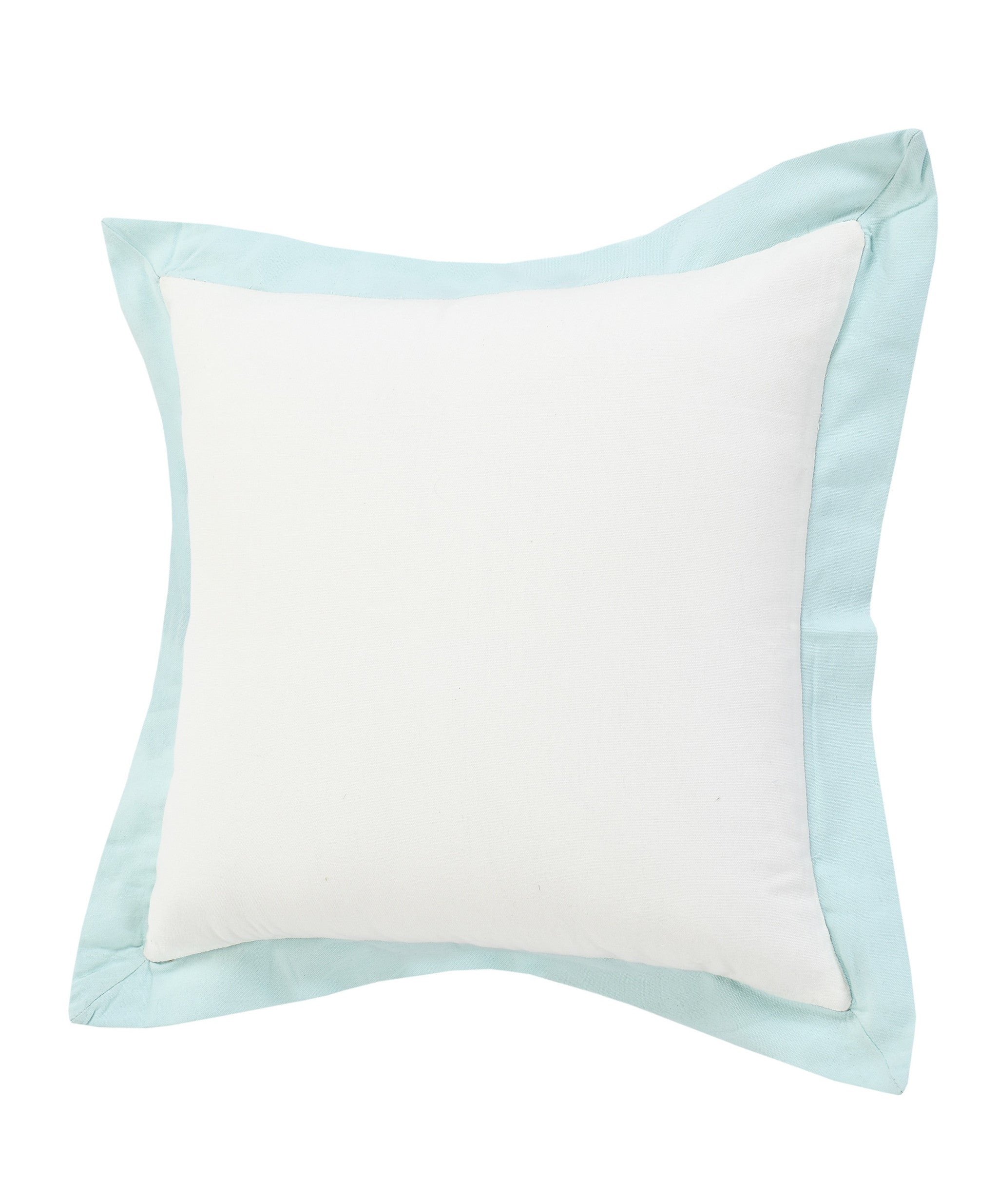 20" X 20" White And Icy Blue 100% Cotton Geometric Zippered Pillow