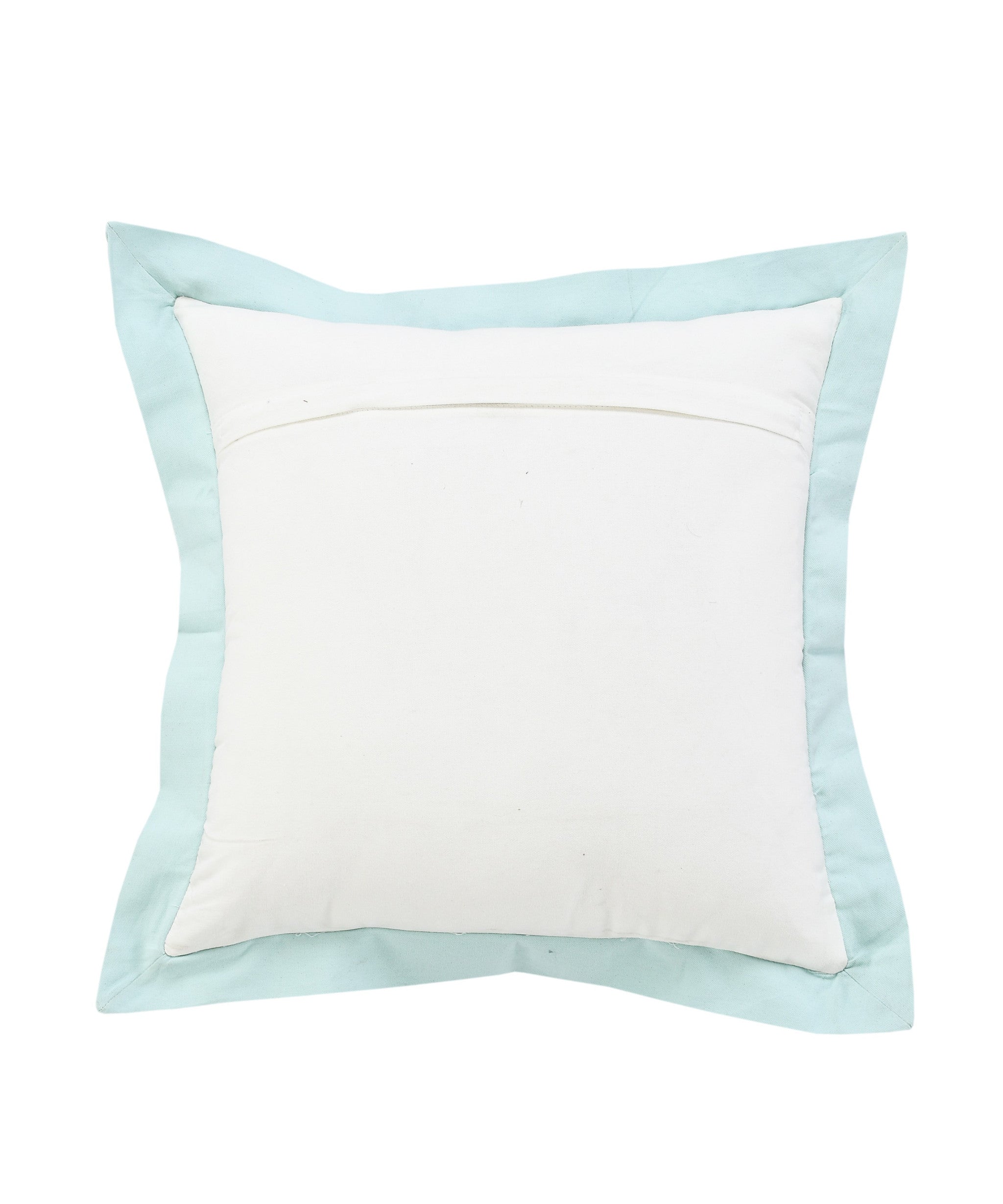 20" X 20" White And Icy Blue 100% Cotton Geometric Zippered Pillow