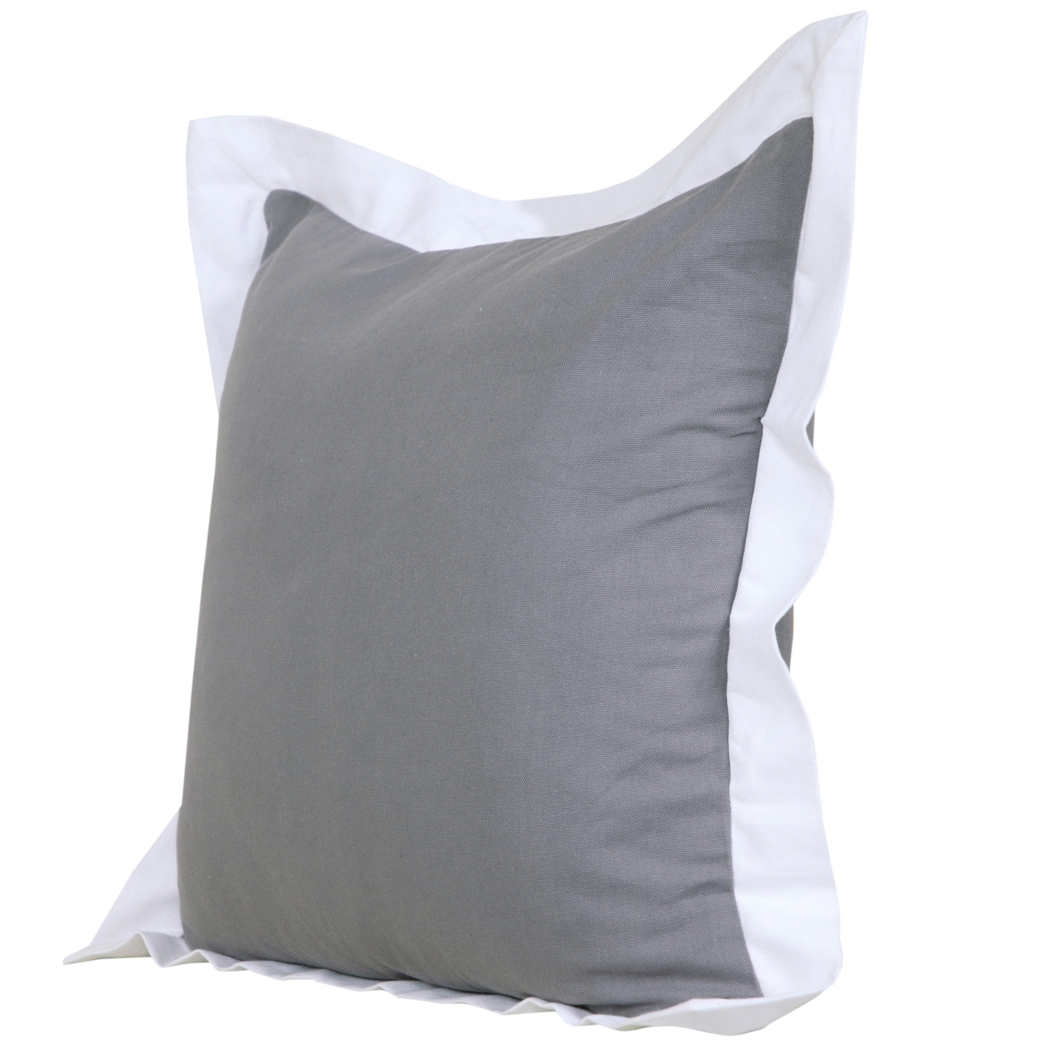 20" X 20" Gray And White 100% Cotton Geometric Zippered Pillow