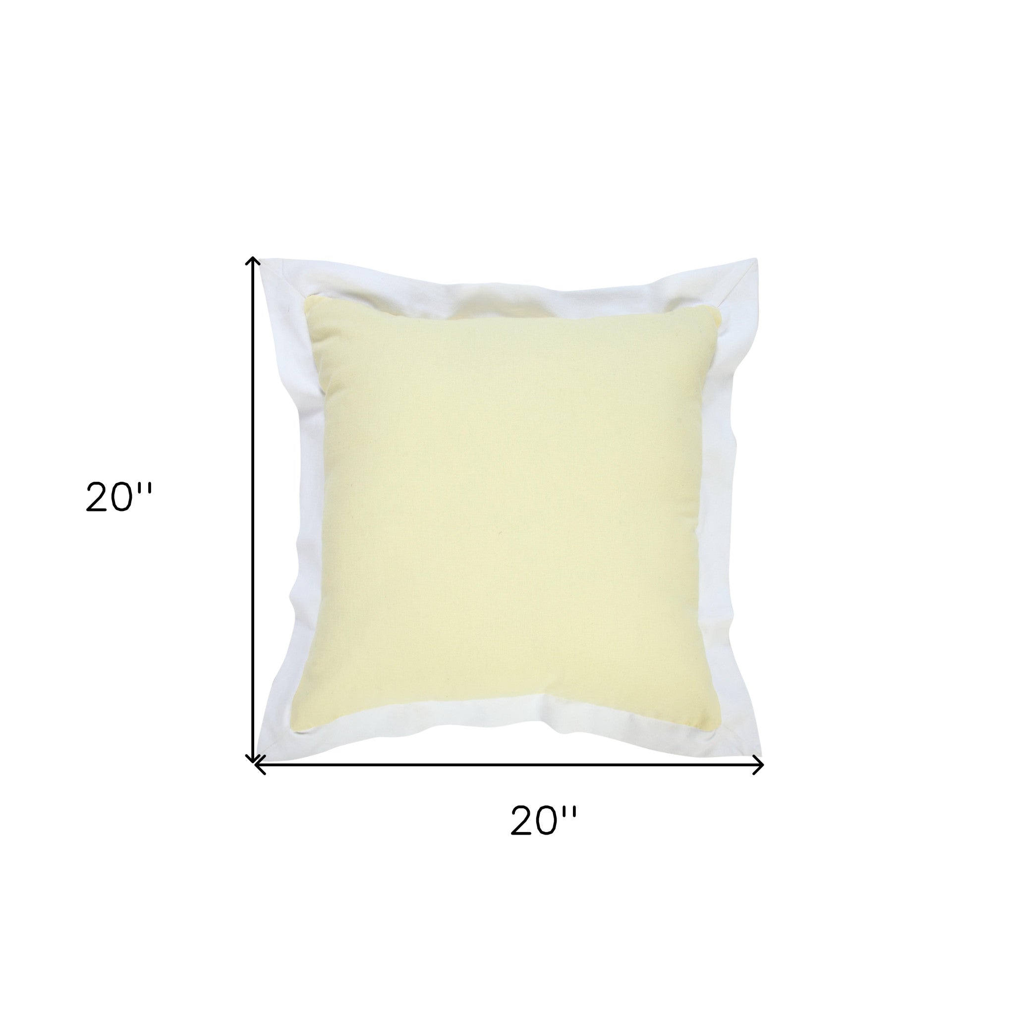 20" X 20" Light Yellow And White 100% Cotton Geometric Zippered Pillow