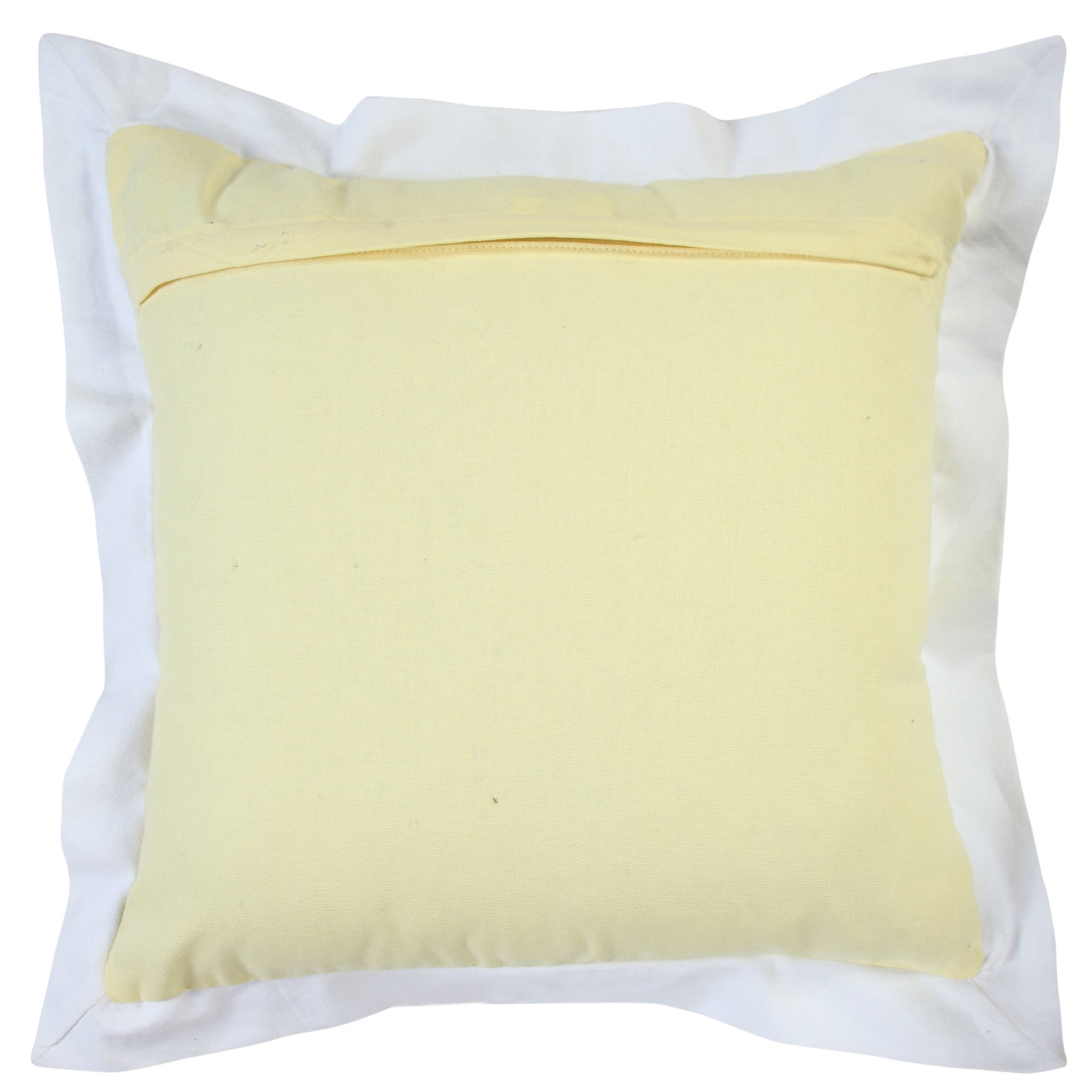 20" X 20" Light Yellow And White 100% Cotton Geometric Zippered Pillow