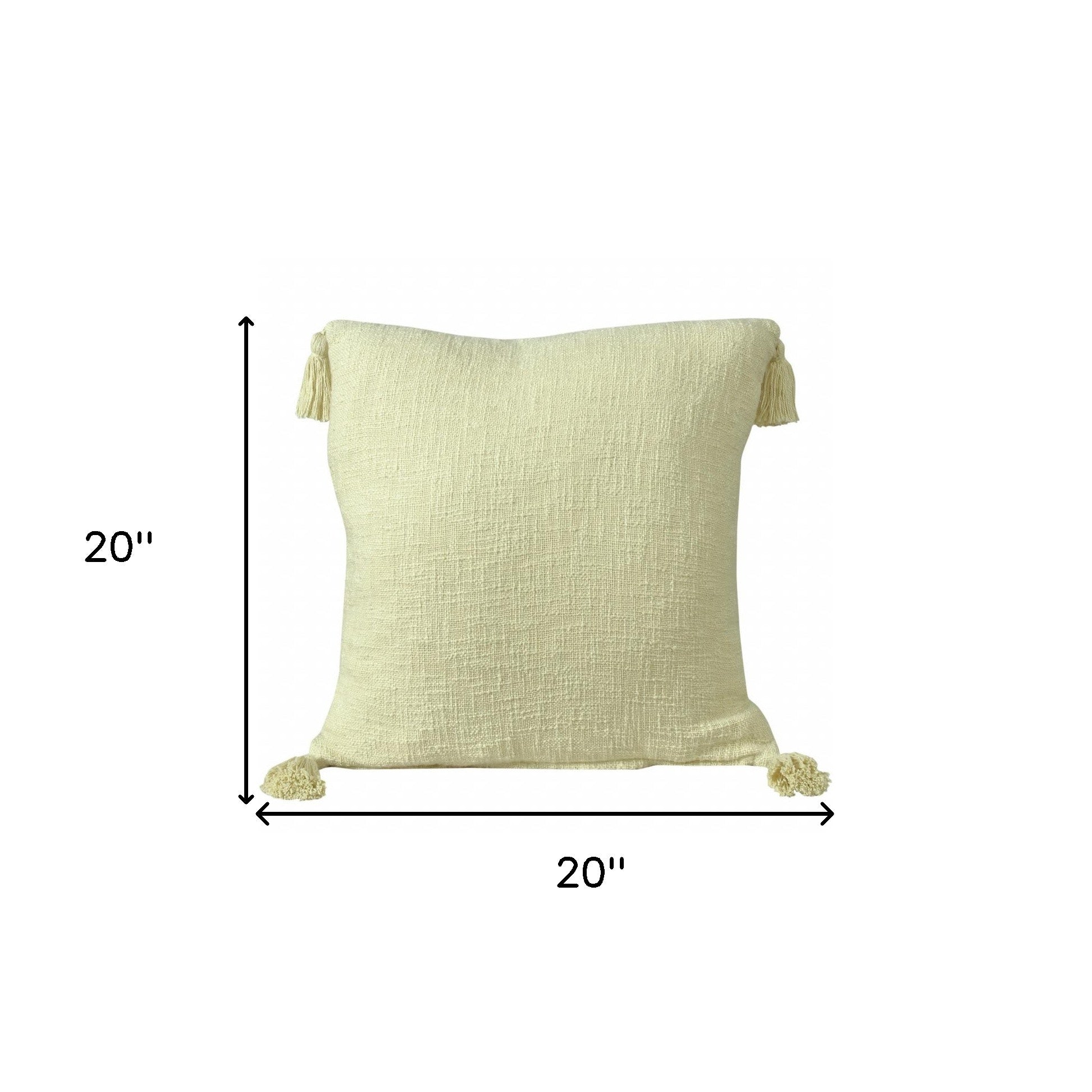 20" X 20" Light Yellow 100% Cotton Zippered Pillow