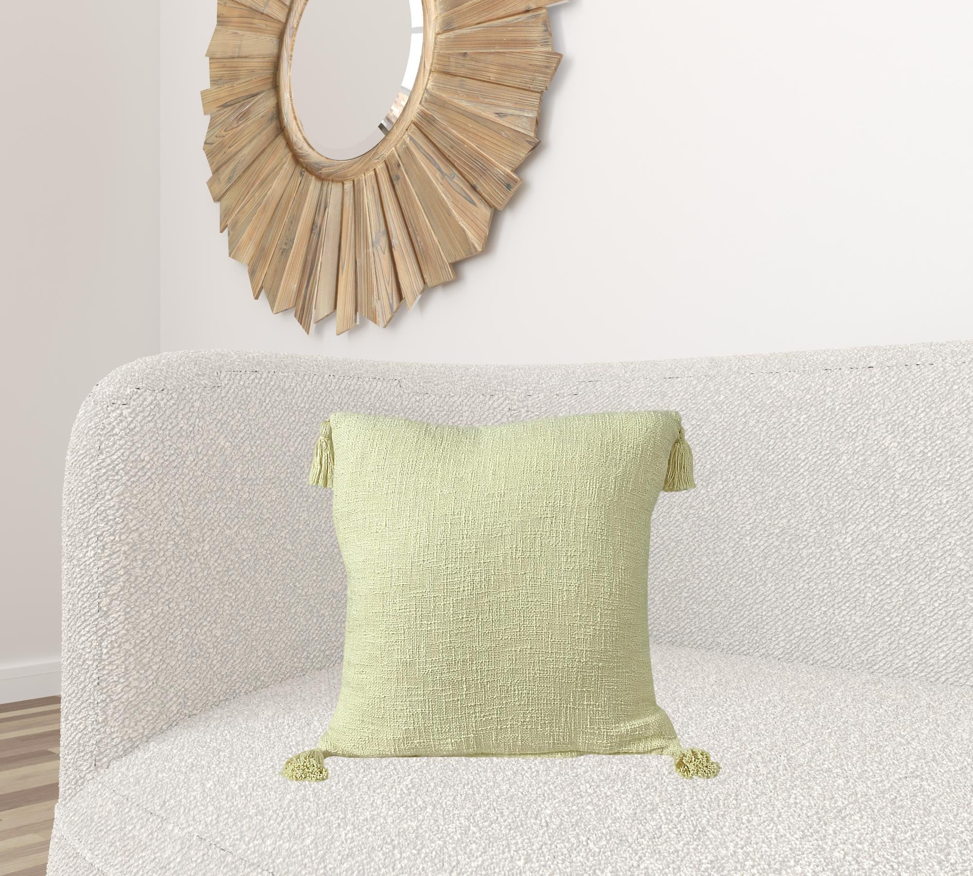 20" X 20" Light Yellow 100% Cotton Zippered Pillow