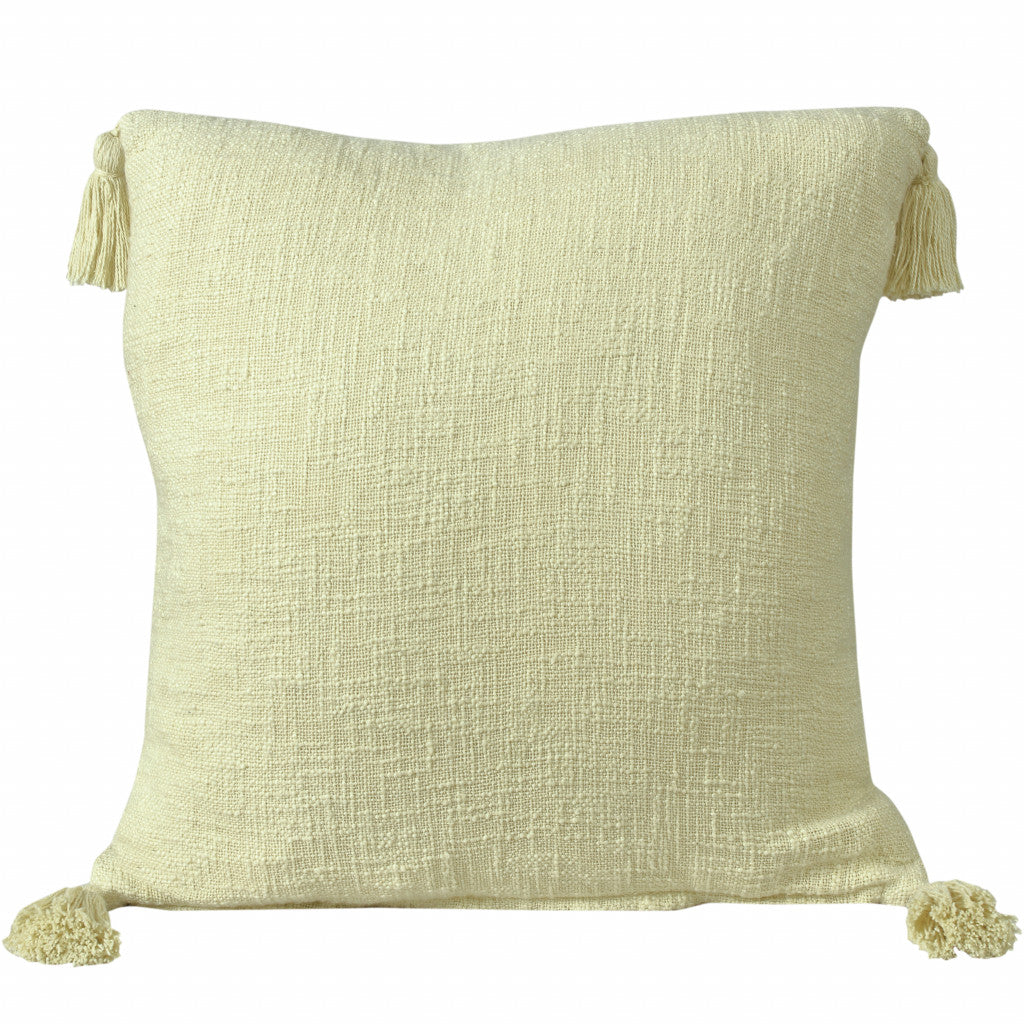 20" X 20" Light Yellow 100% Cotton Zippered Pillow