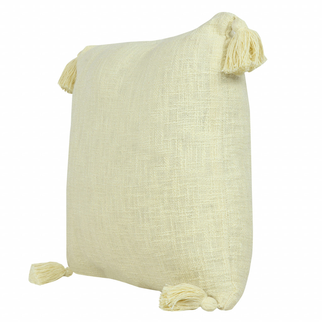 20" X 20" Light Yellow 100% Cotton Zippered Pillow