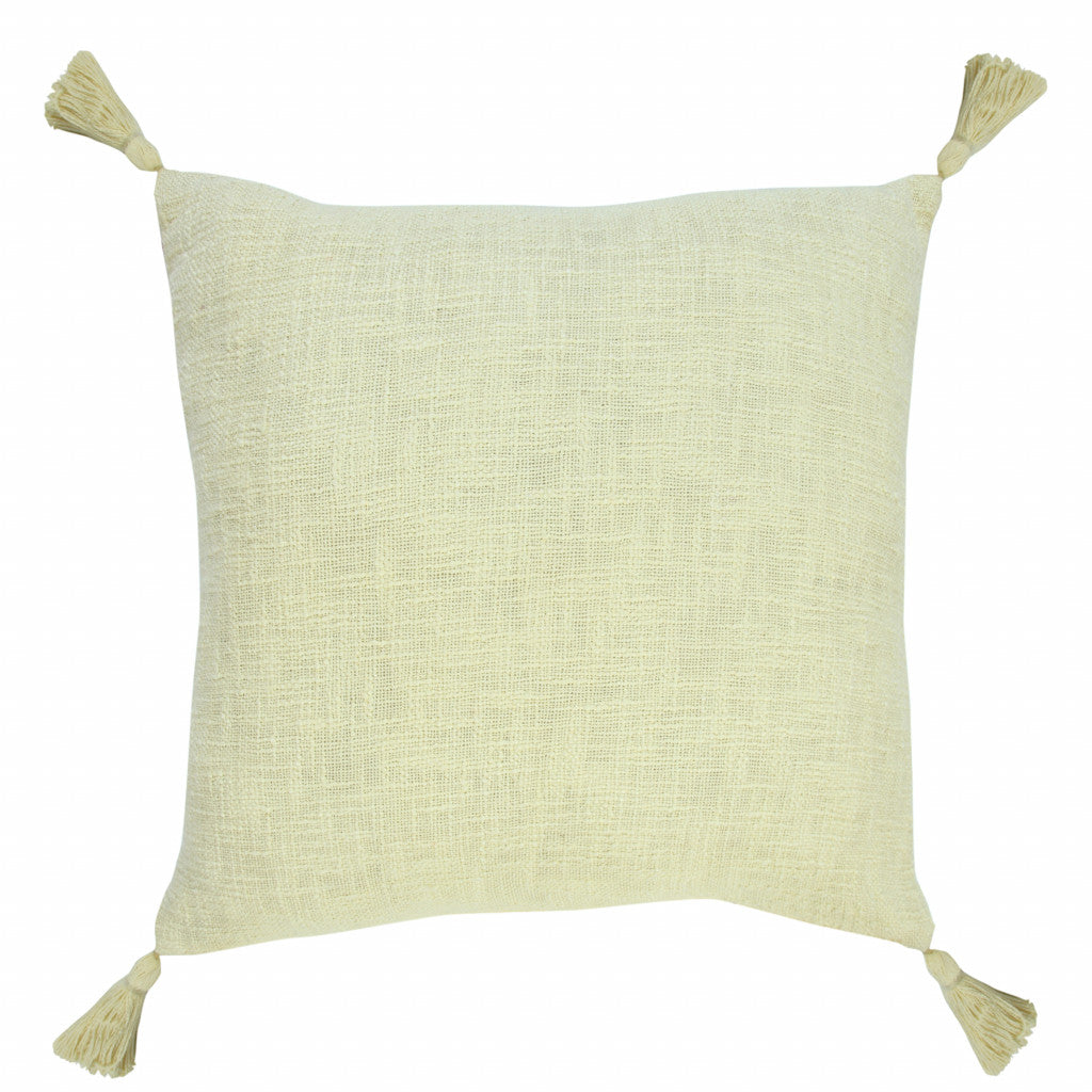 20" X 20" Light Yellow 100% Cotton Zippered Pillow