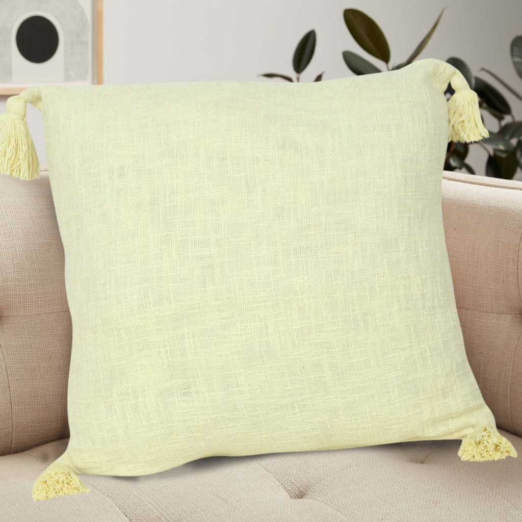 20" X 20" Light Yellow 100% Cotton Zippered Pillow