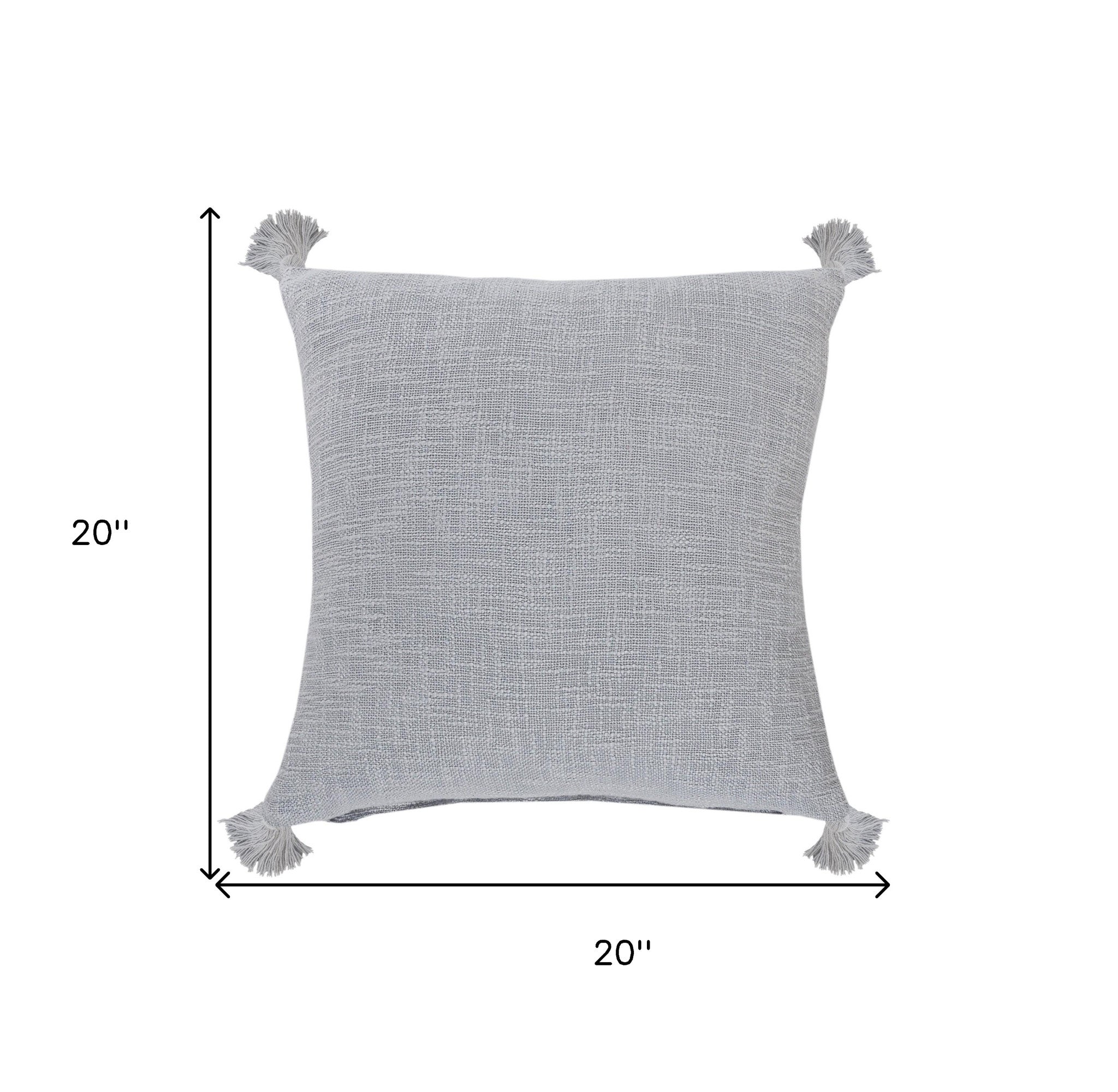 20" X 20" Light Gray 100% Cotton Zippered Pillow