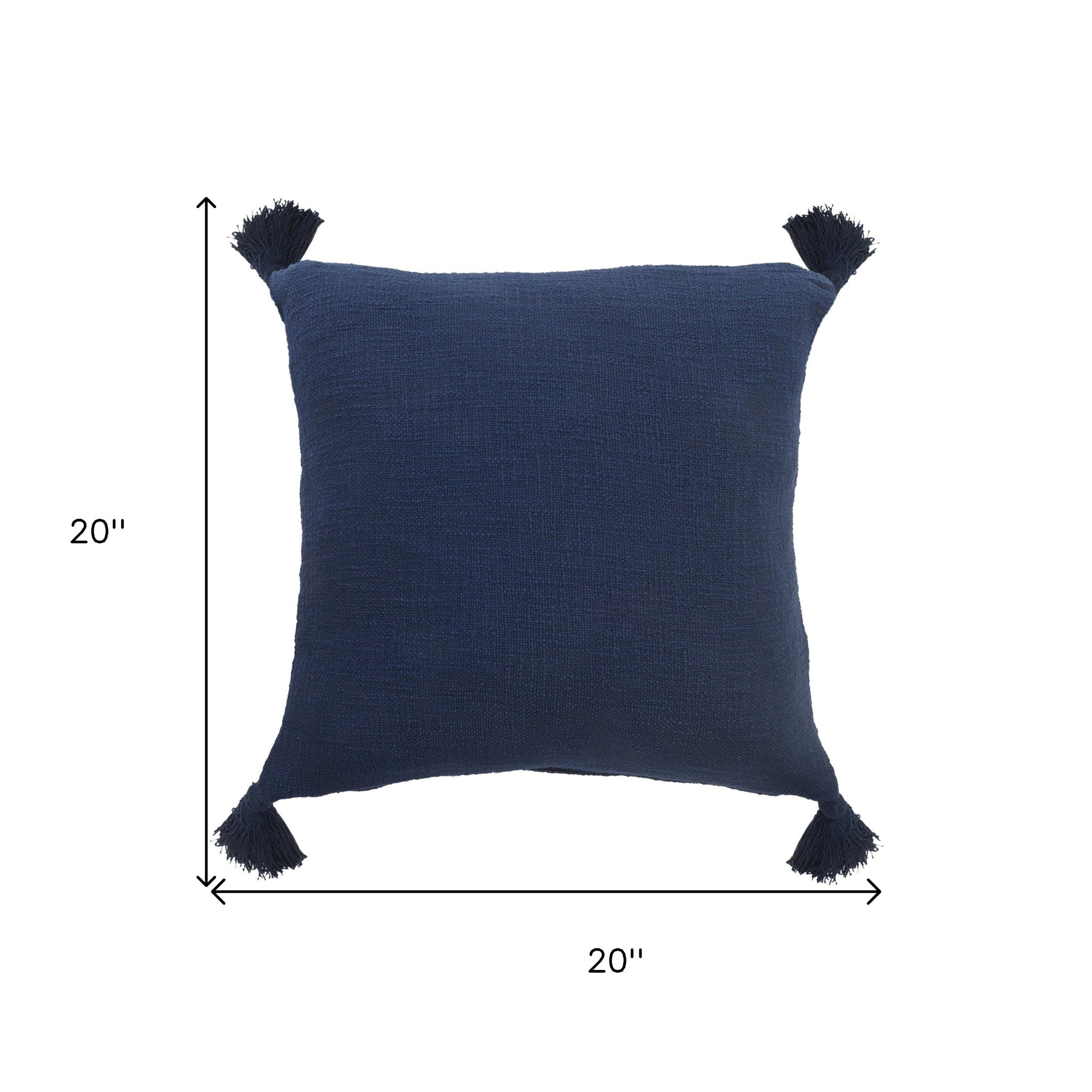 20" X 20" Navy Blue 100% Cotton Zippered Pillow