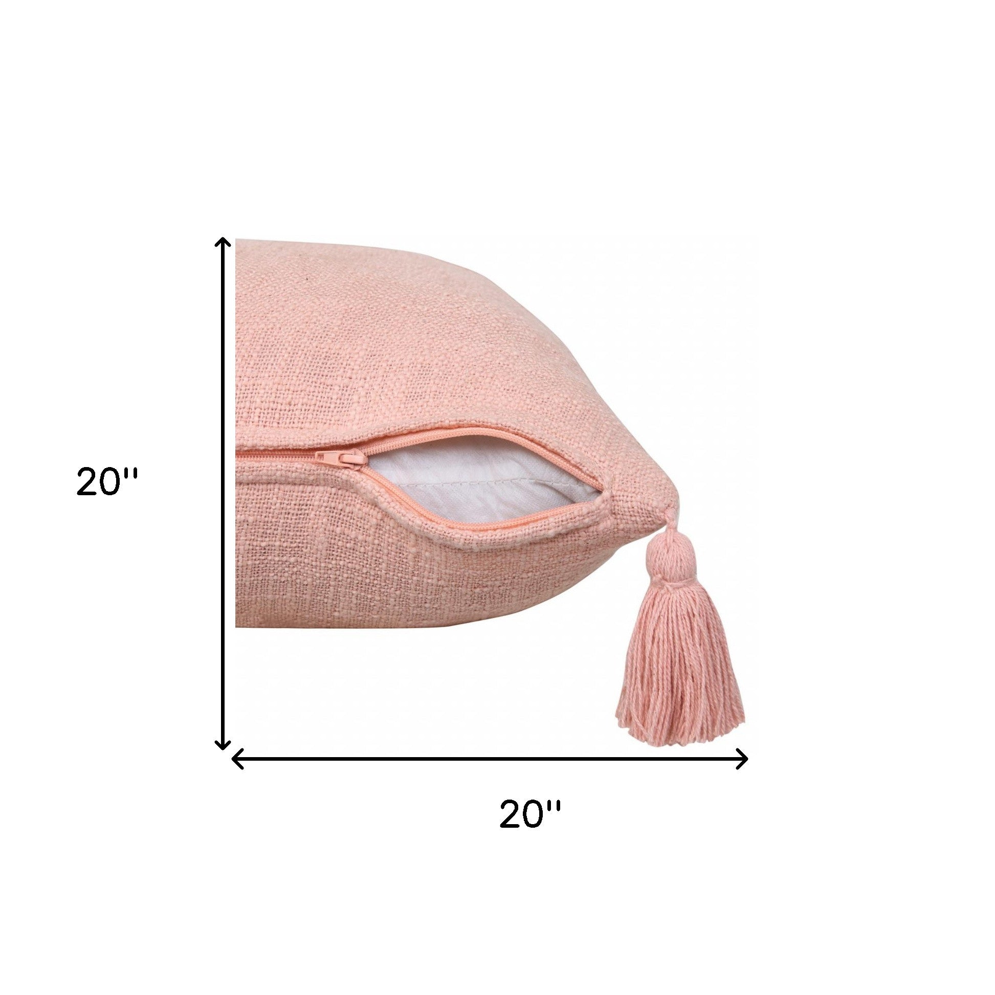 20" X 20" Light Pink 100% Cotton Zippered Pillow