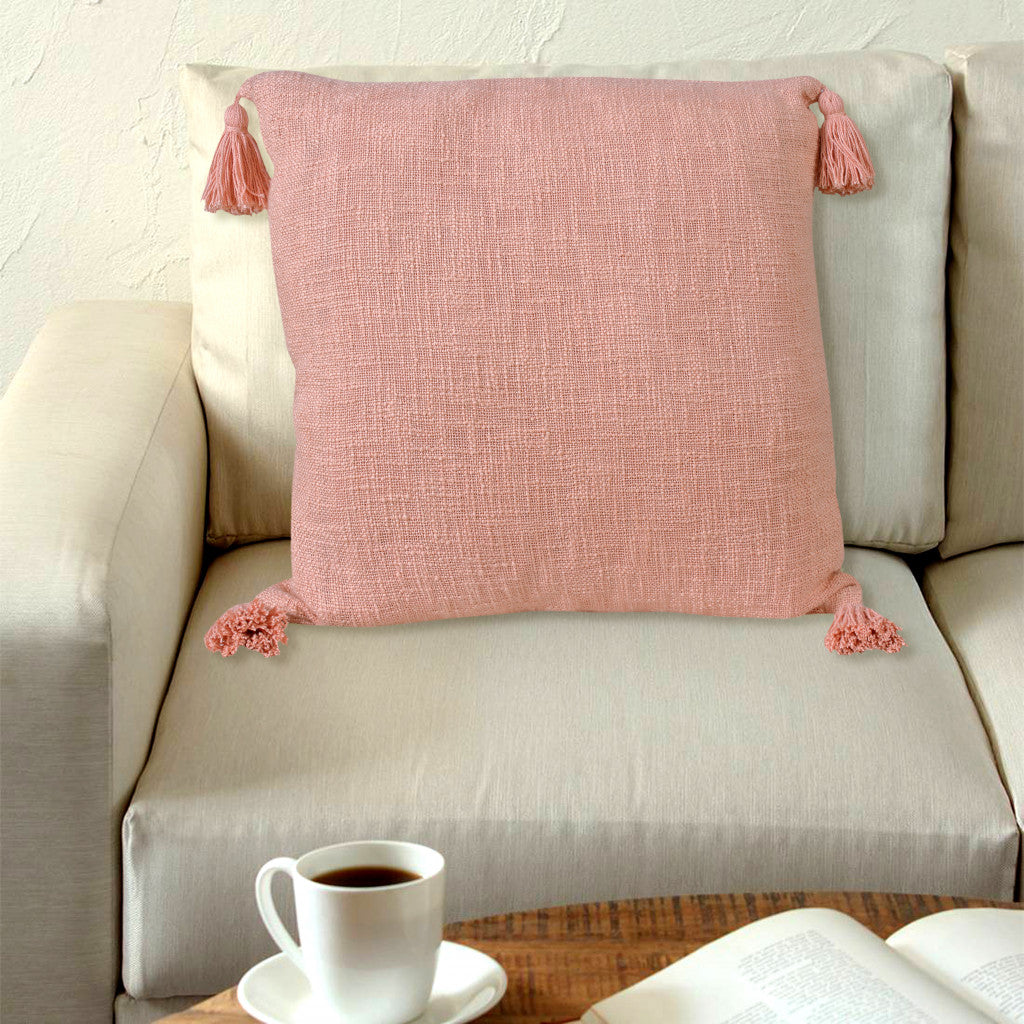 20" X 20" Light Pink 100% Cotton Zippered Pillow