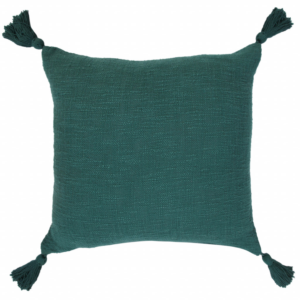 20" X 20" Emerald Green 100% Cotton Zippered Pillow