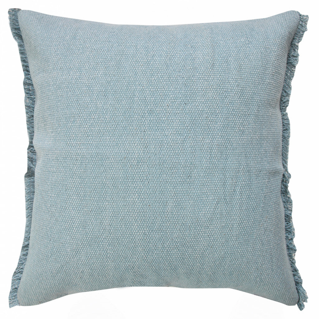 20" X 20" Corydalis Blue And Light Blue 100% Cotton Zippered Pillow