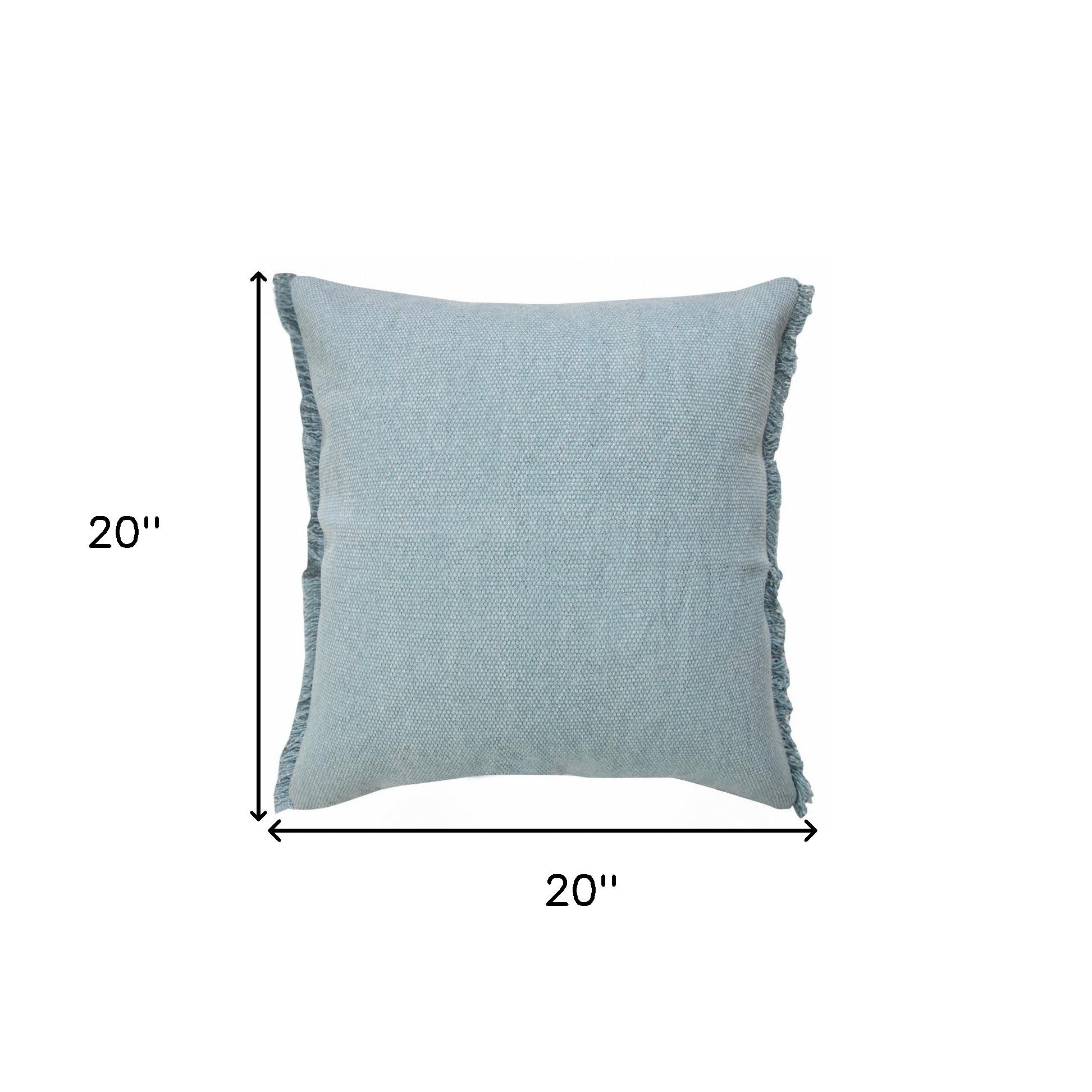 20" X 20" Corydalis Blue And Light Blue 100% Cotton Zippered Pillow