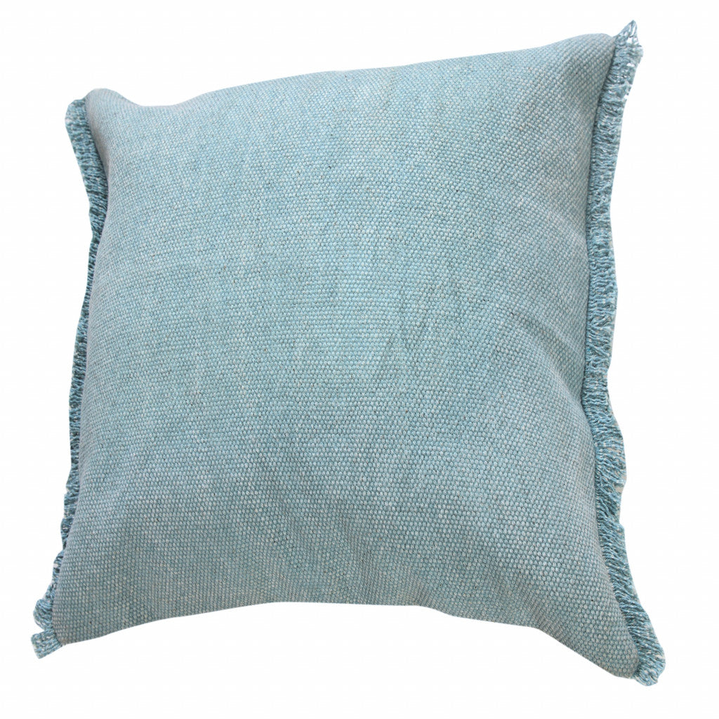 20" X 20" Corydalis Blue And Light Blue 100% Cotton Zippered Pillow