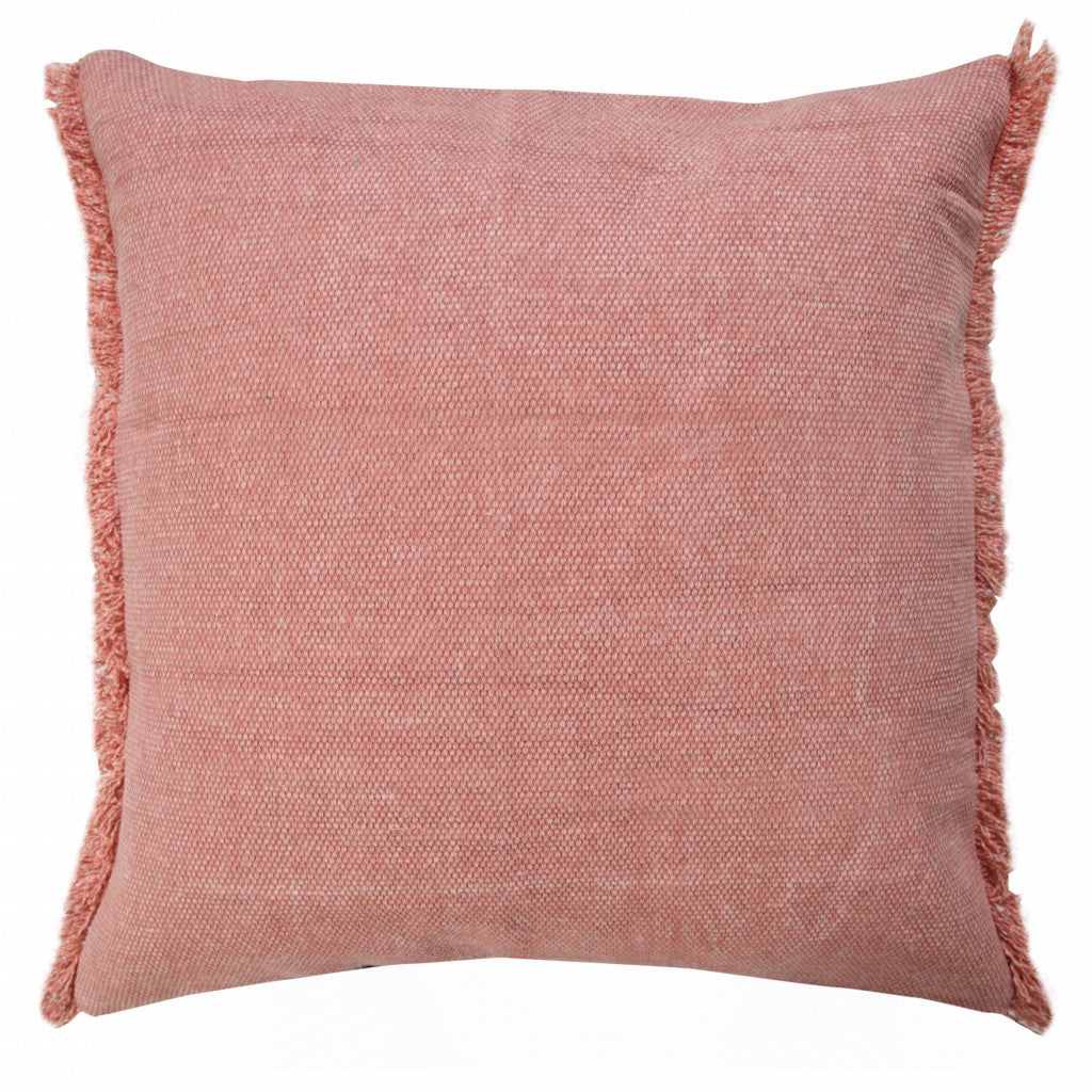 20" X 20" Dusty Rose Pink And Muted Clay 100% Cotton Zippered Pillow