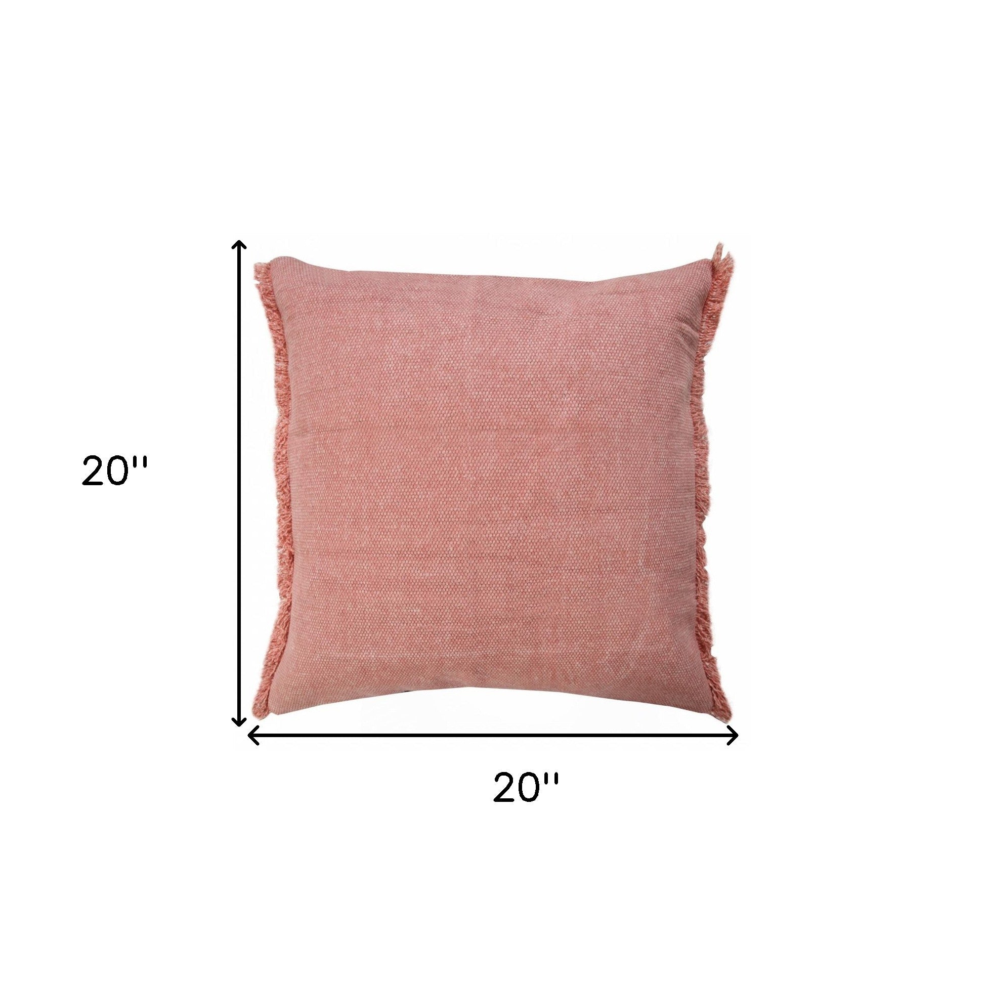 20" X 20" Dusty Rose Pink And Muted Clay 100% Cotton Zippered Pillow