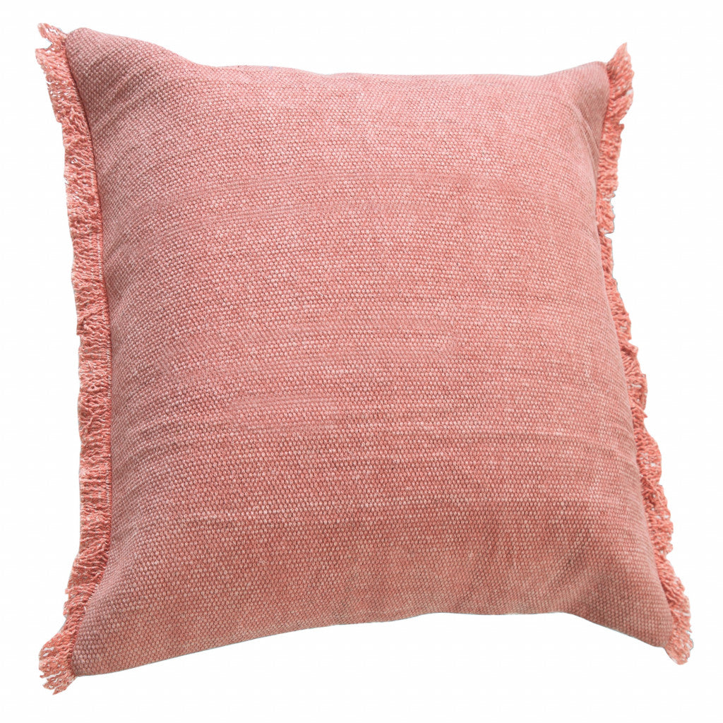 20" X 20" Dusty Rose Pink And Muted Clay 100% Cotton Zippered Pillow