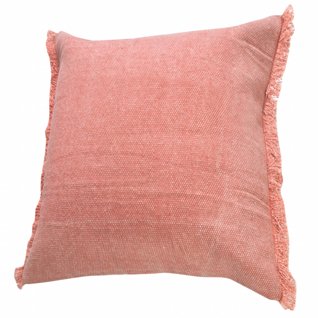 20" X 20" Dusty Rose Pink And Muted Clay 100% Cotton Zippered Pillow