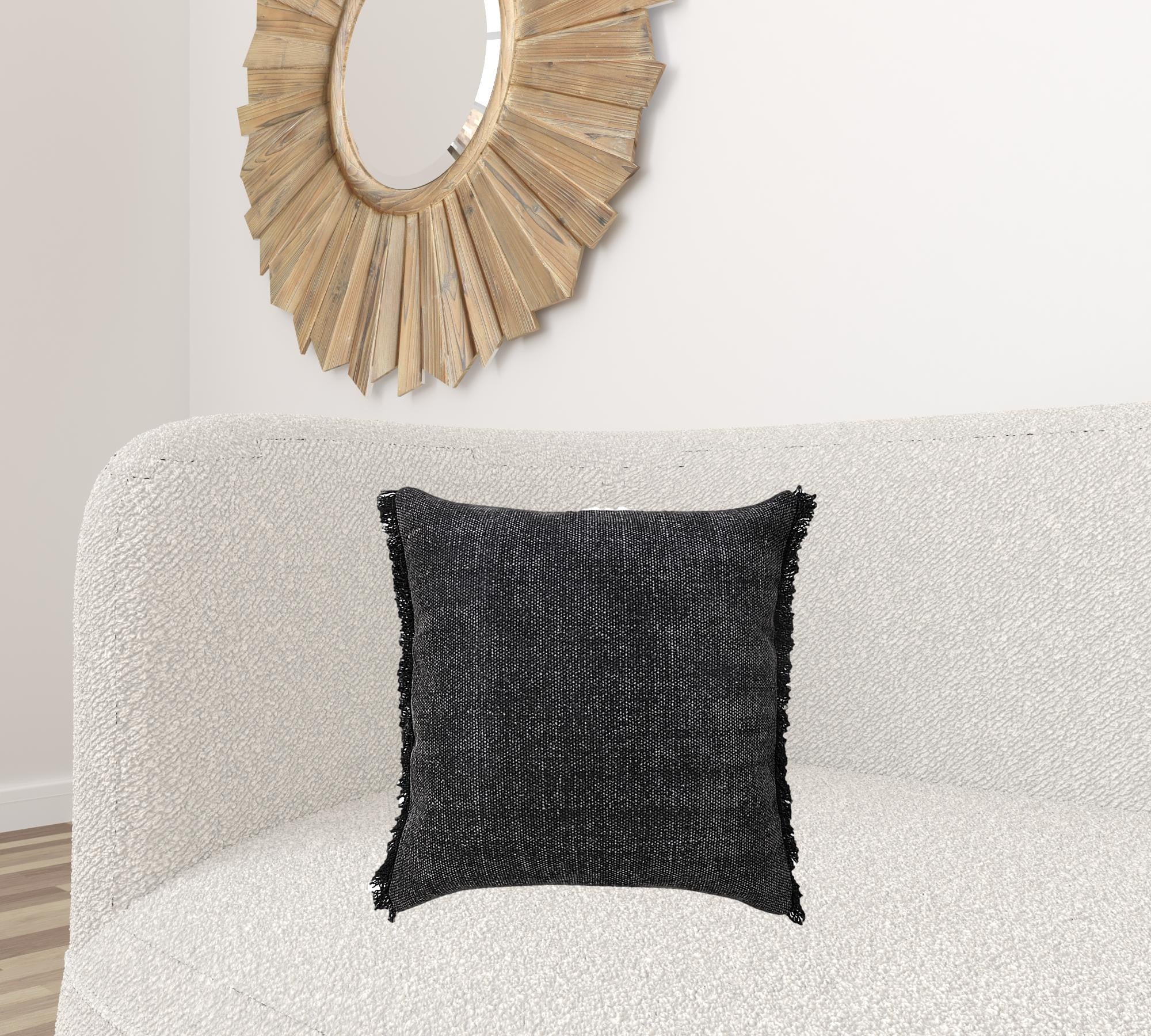 20" X 20" Jet Black 100% Cotton Zippered Pillow