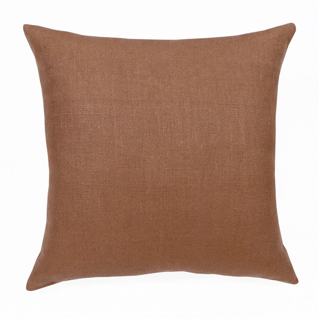 20" X 20" Brown Linen Zippered Pillow