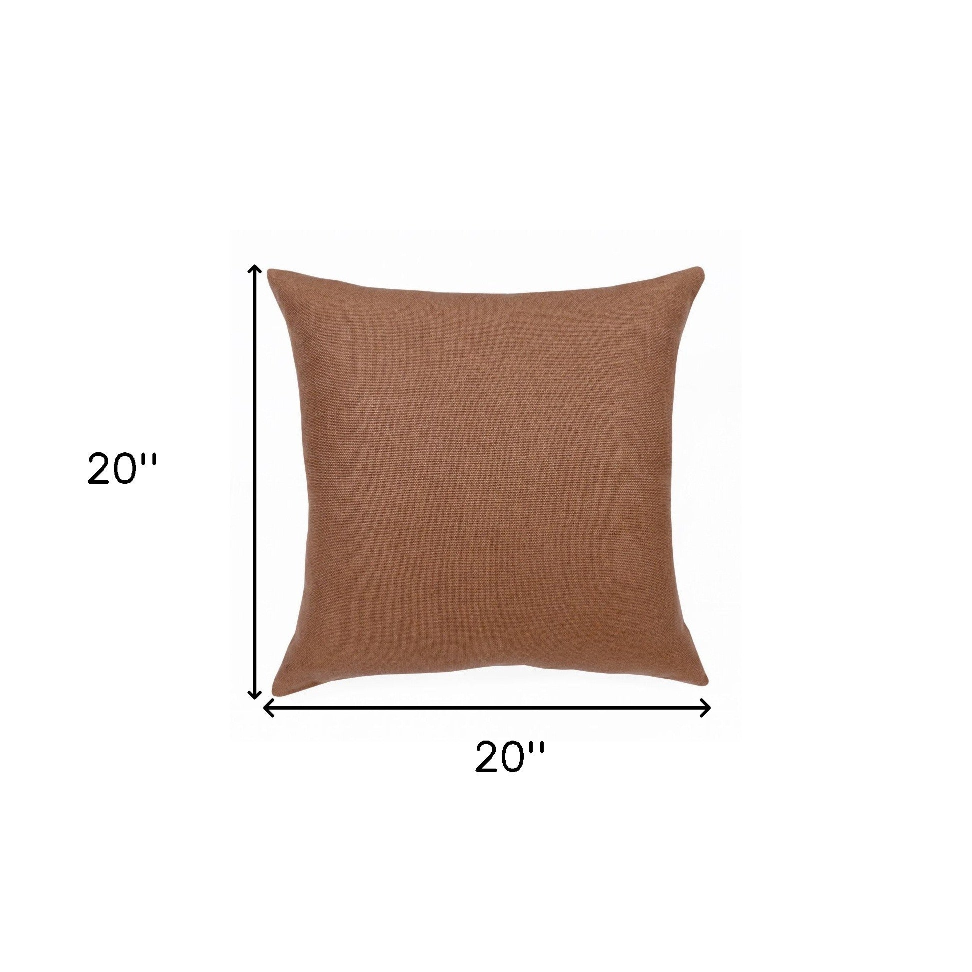 20" X 20" Brown Linen Zippered Pillow