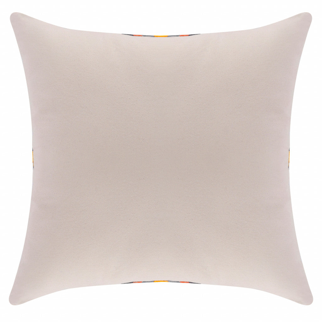 20" X 20" Rust And Off-White 100% Cotton Geometric Zippered Pillow