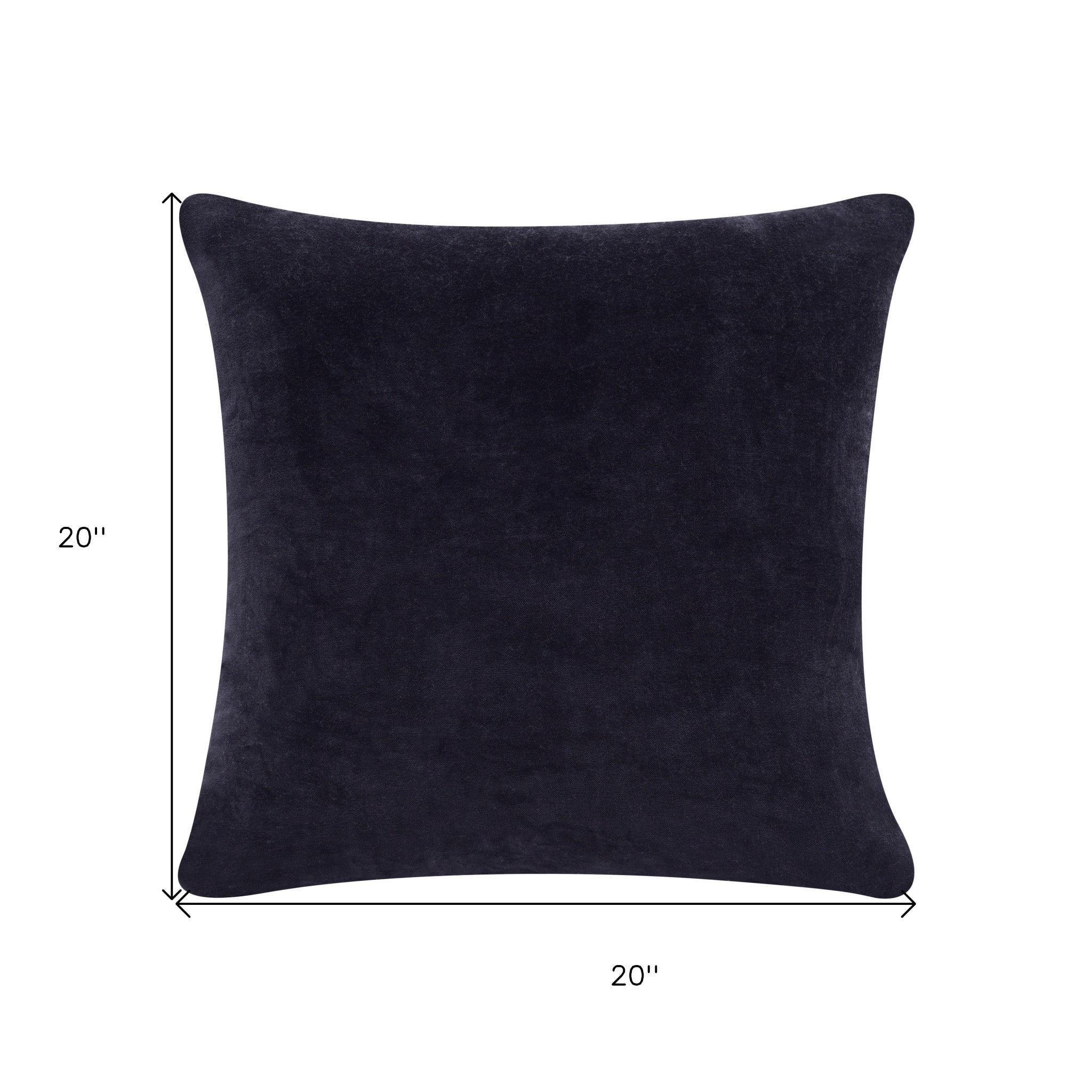 20" X 20" Black 100% Cotton Zippered Pillow