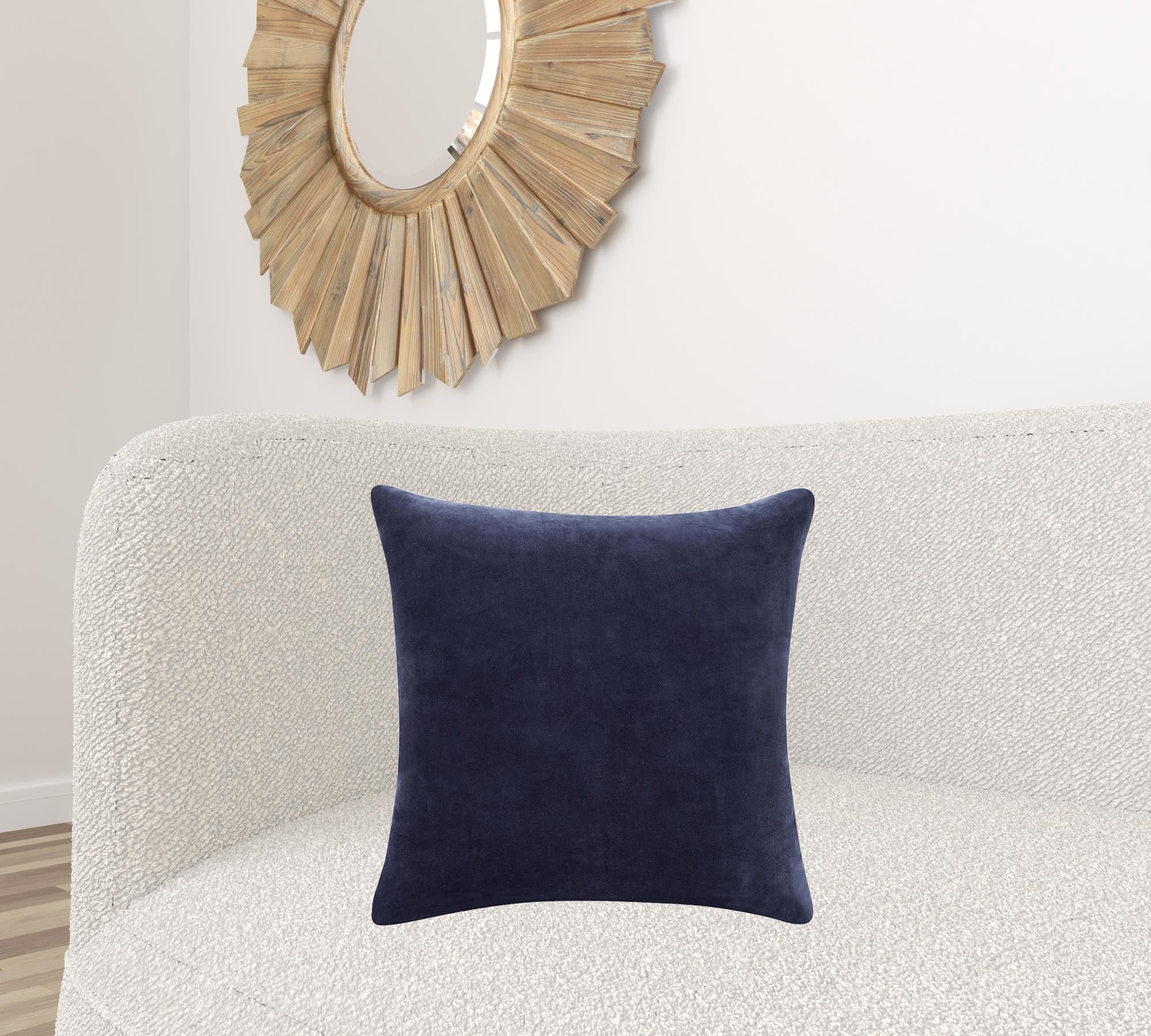 20" X 20" Dark Blue 100% Cotton Zippered Pillow