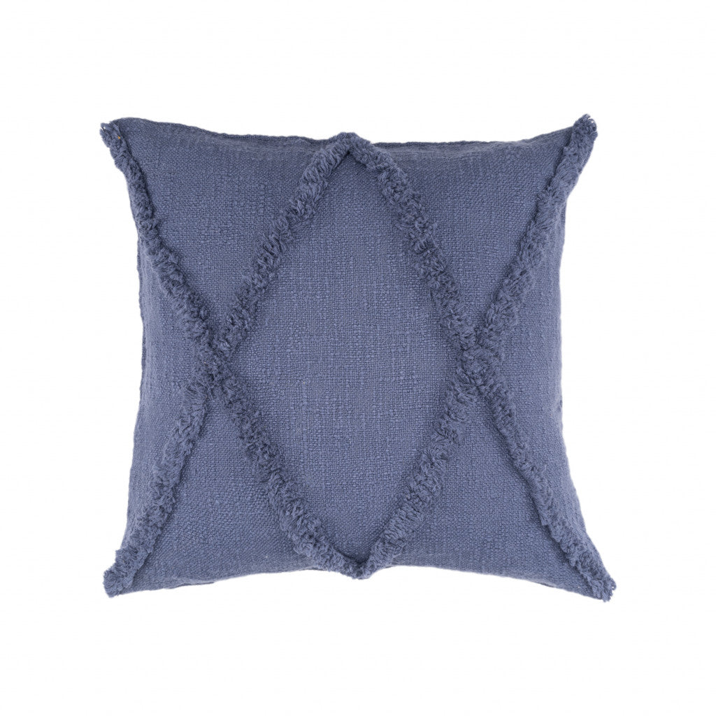 18" X 18" Denim Blue 100% Cotton Zippered Pillow