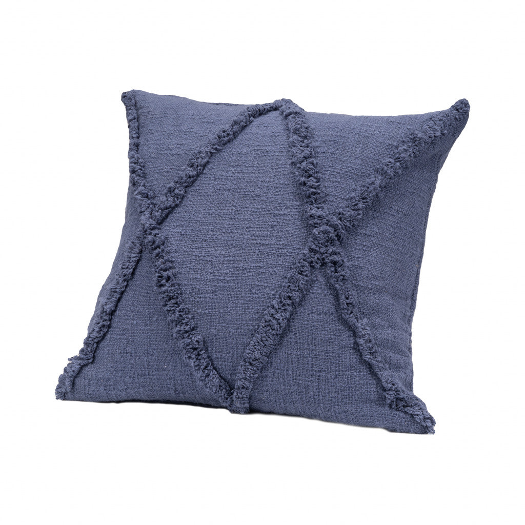 18" X 18" Denim Blue 100% Cotton Zippered Pillow