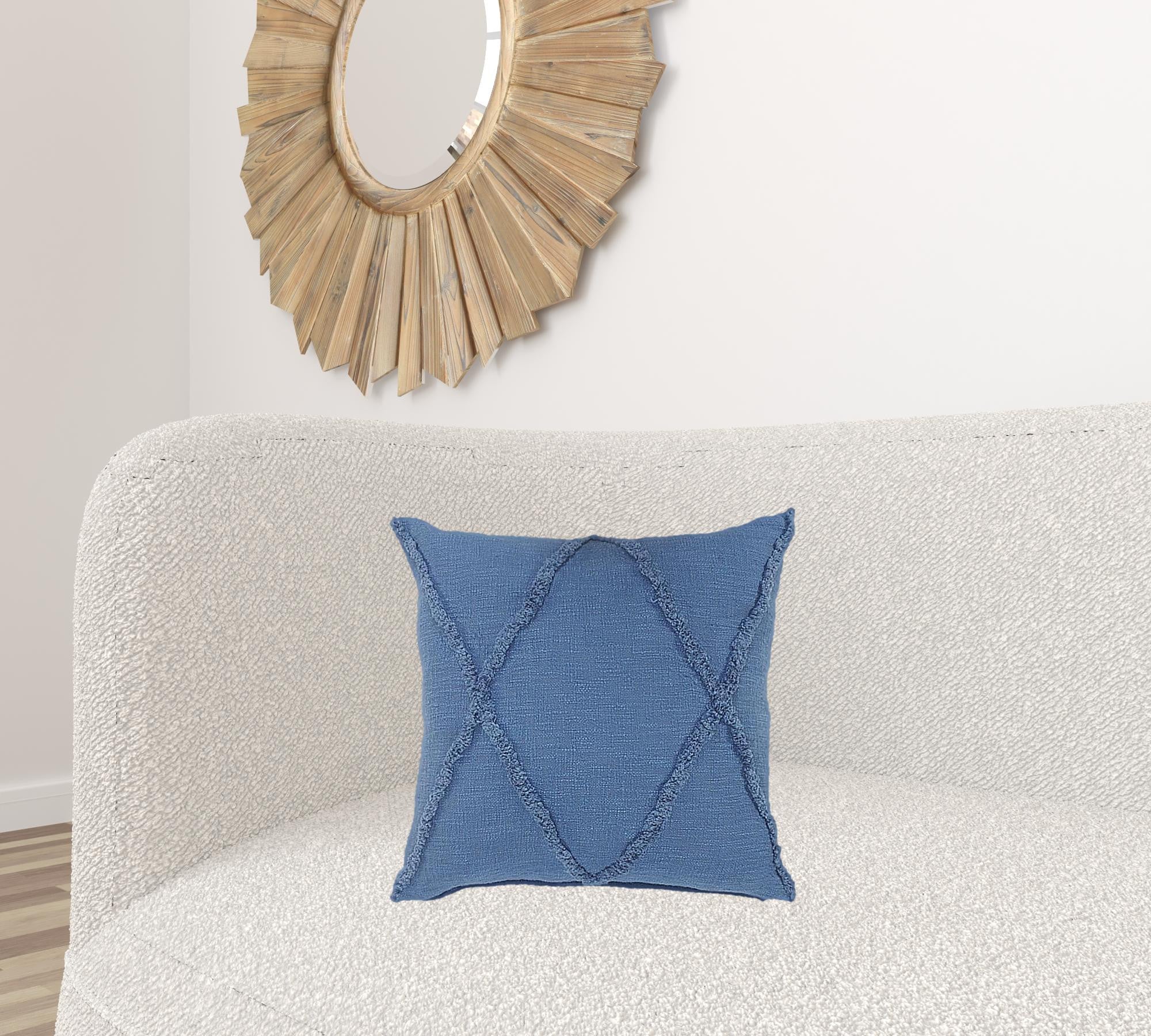 18" X 18" Cobalt Blue 100% Cotton Zippered Pillow