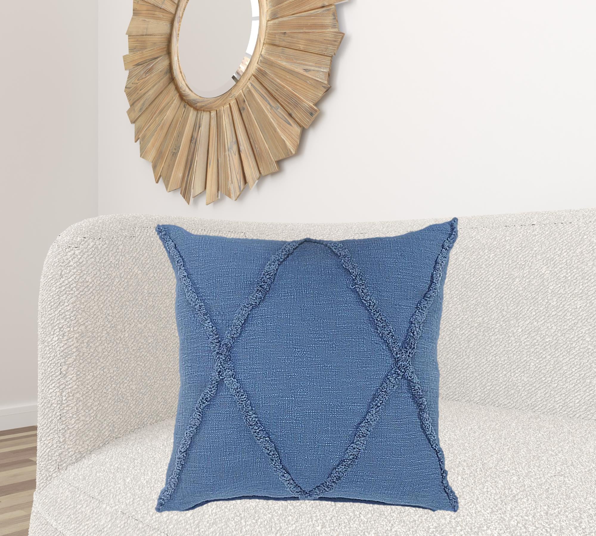 26" X 26" Cobalt Blue 100% Cotton Zippered Pillow