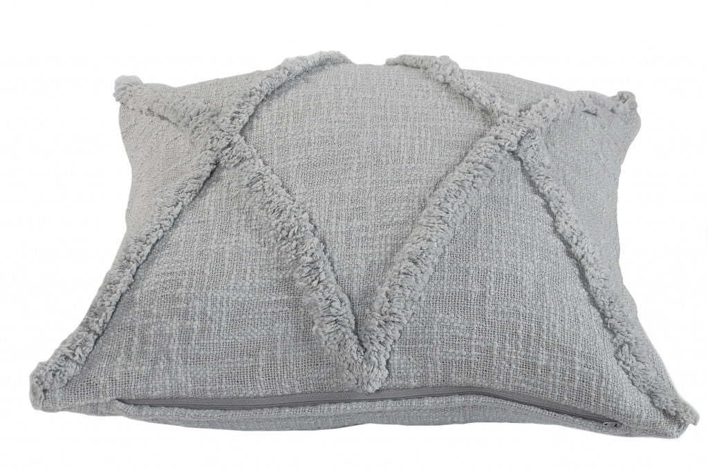 18" X 18" Light Gray 100% Cotton Geometric Zippered Pillow