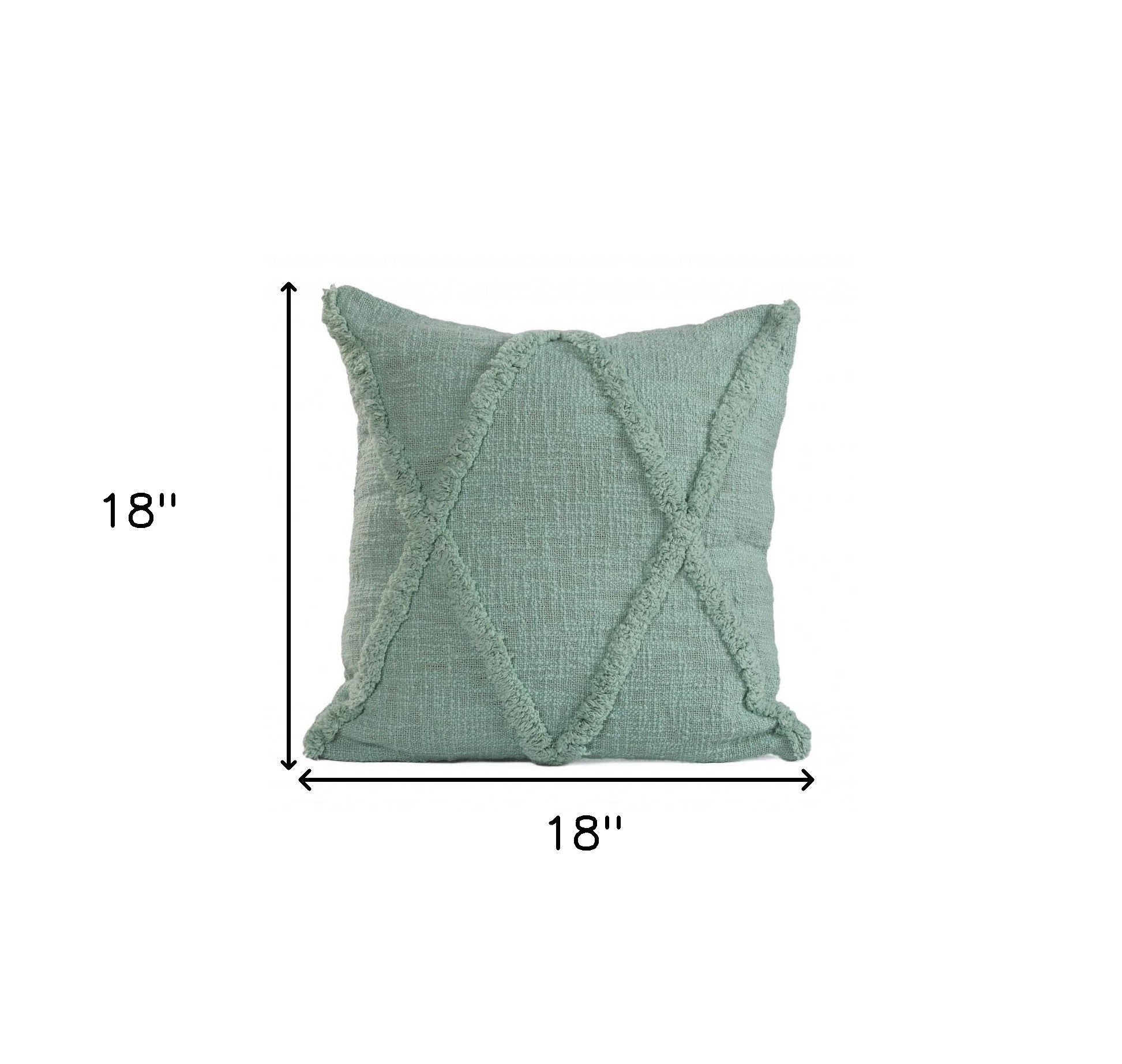 18" X 18" Jade Green 100% Cotton Geometric Zippered Pillow