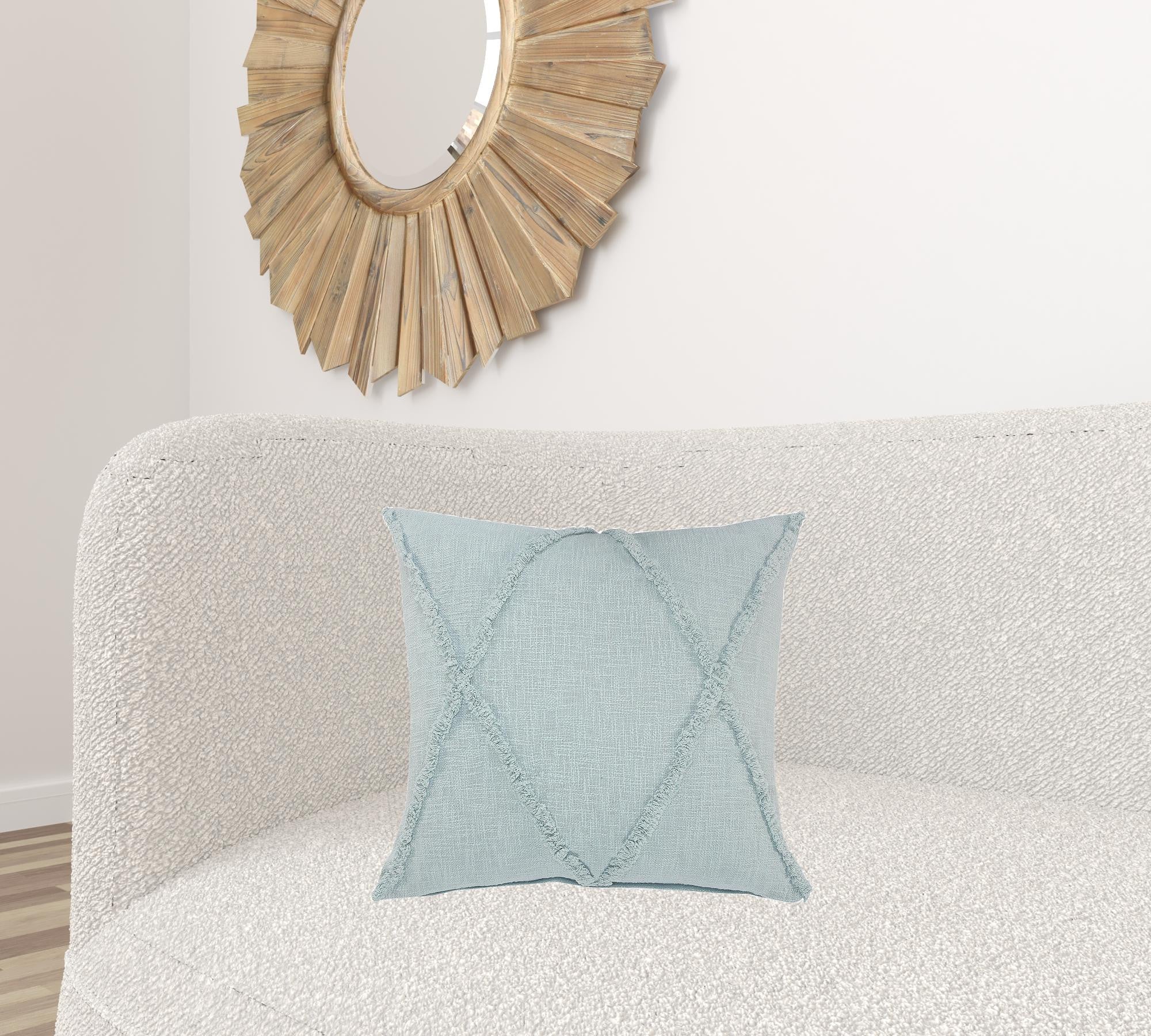 18" X 18" Palladian Blue 100% Cotton Zippered Pillow